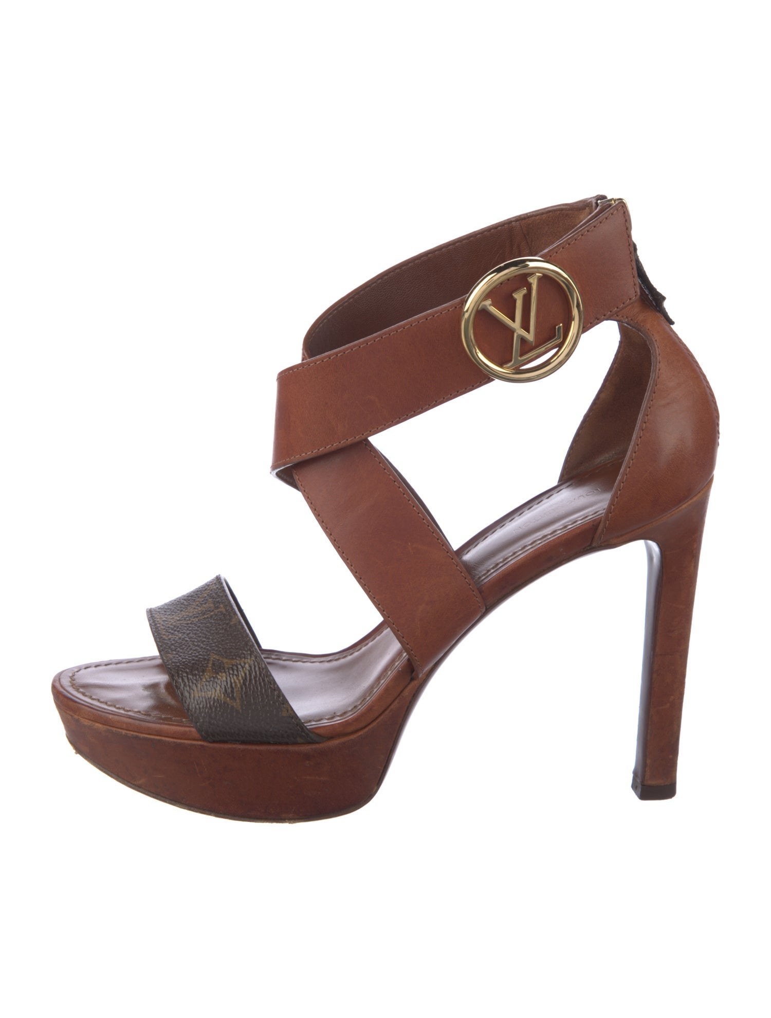 Louis Vuitton LV Monogram Leather Slingback Sandals