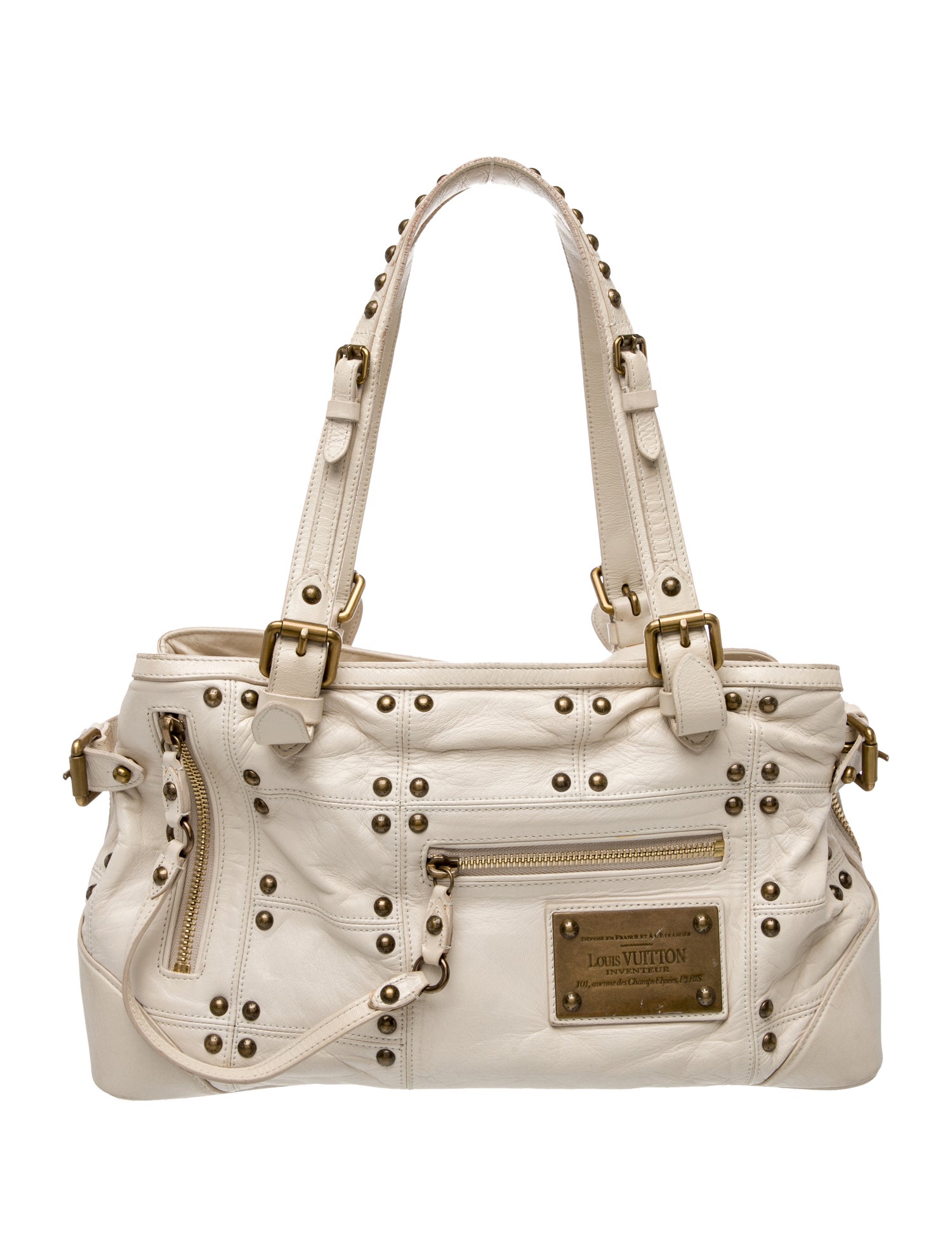 Louis Vuitton Leather Ecru Riveting