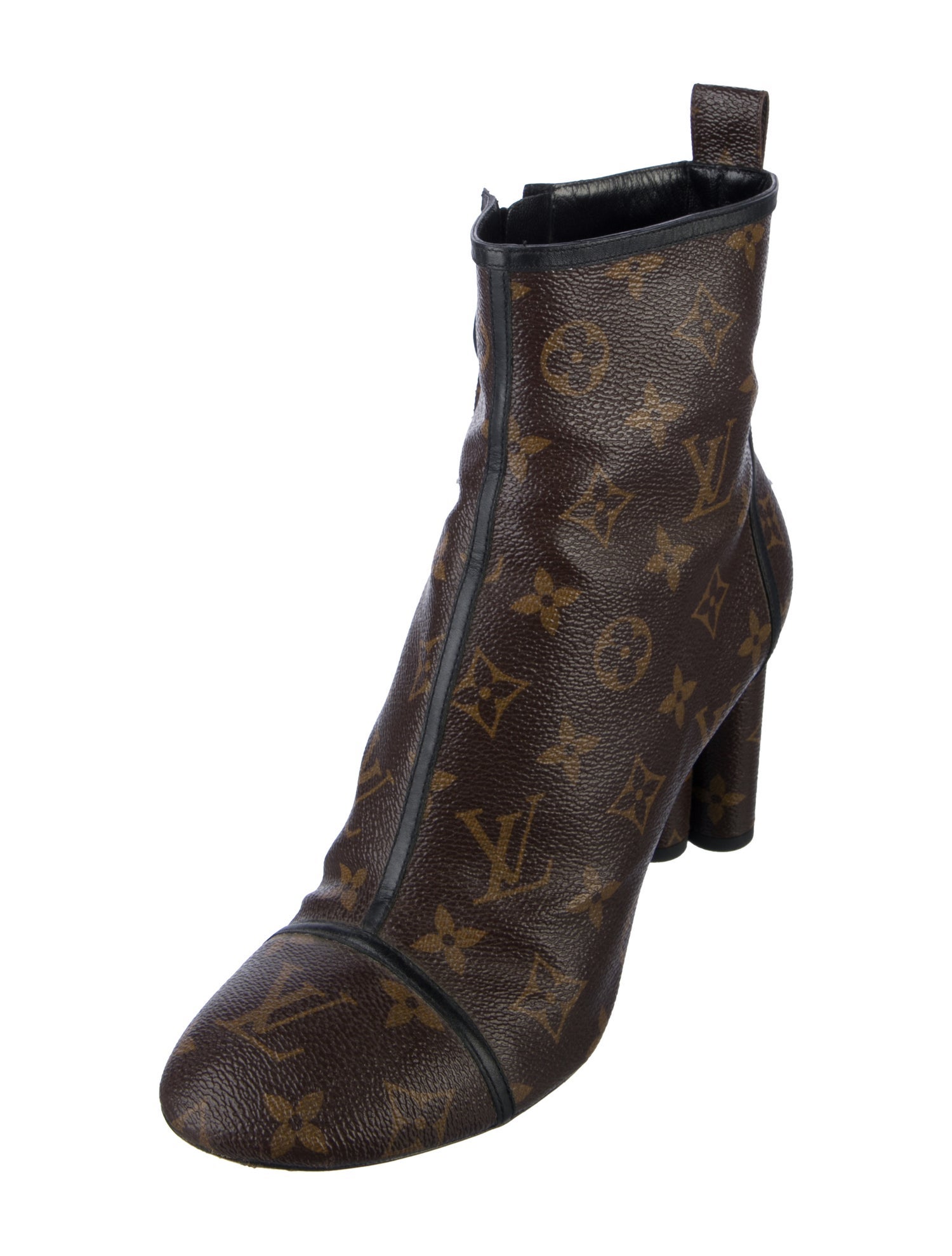Louis Vuitton LV Monogram Leather Trim Embellishment Boots
