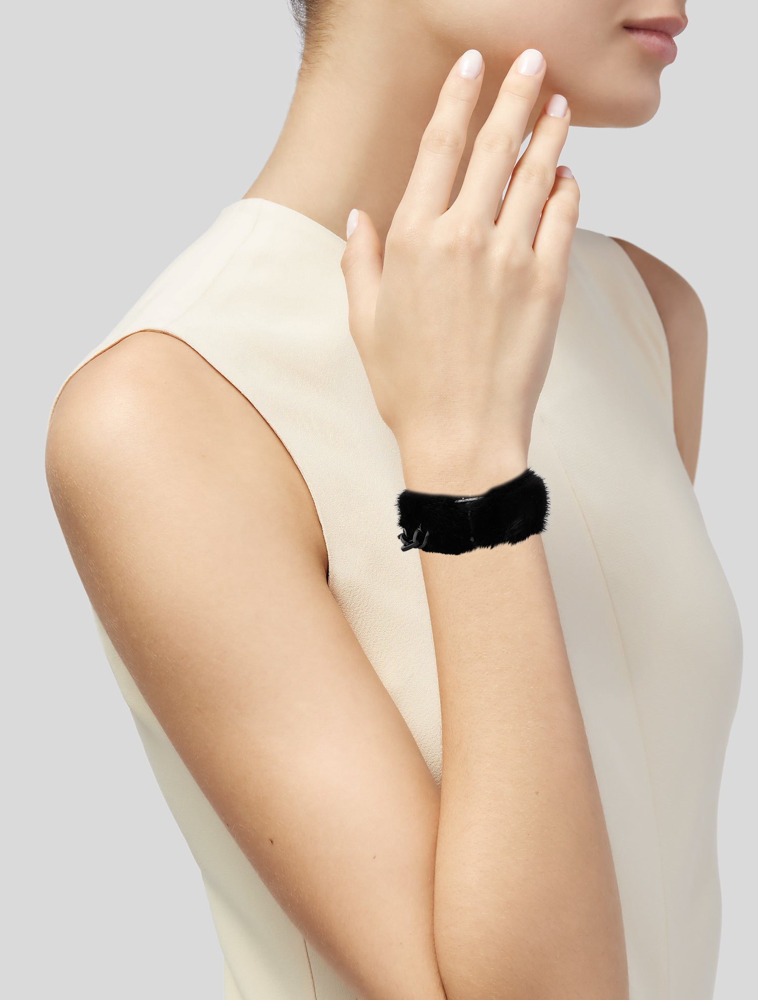 Louis Vuitton Mink & Suede Lock Me Hinged Bangle Bracelet