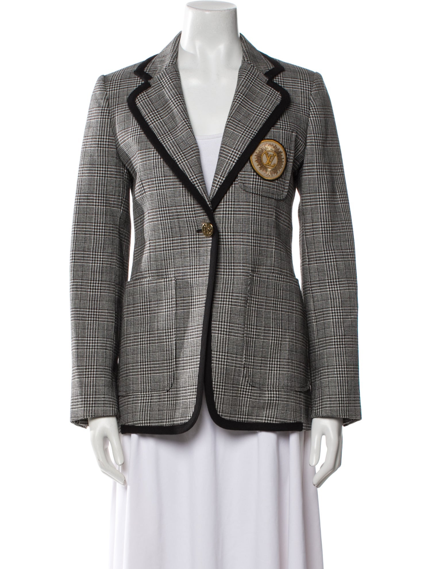 Louis Vuitton Wool Plaid Print Blazer