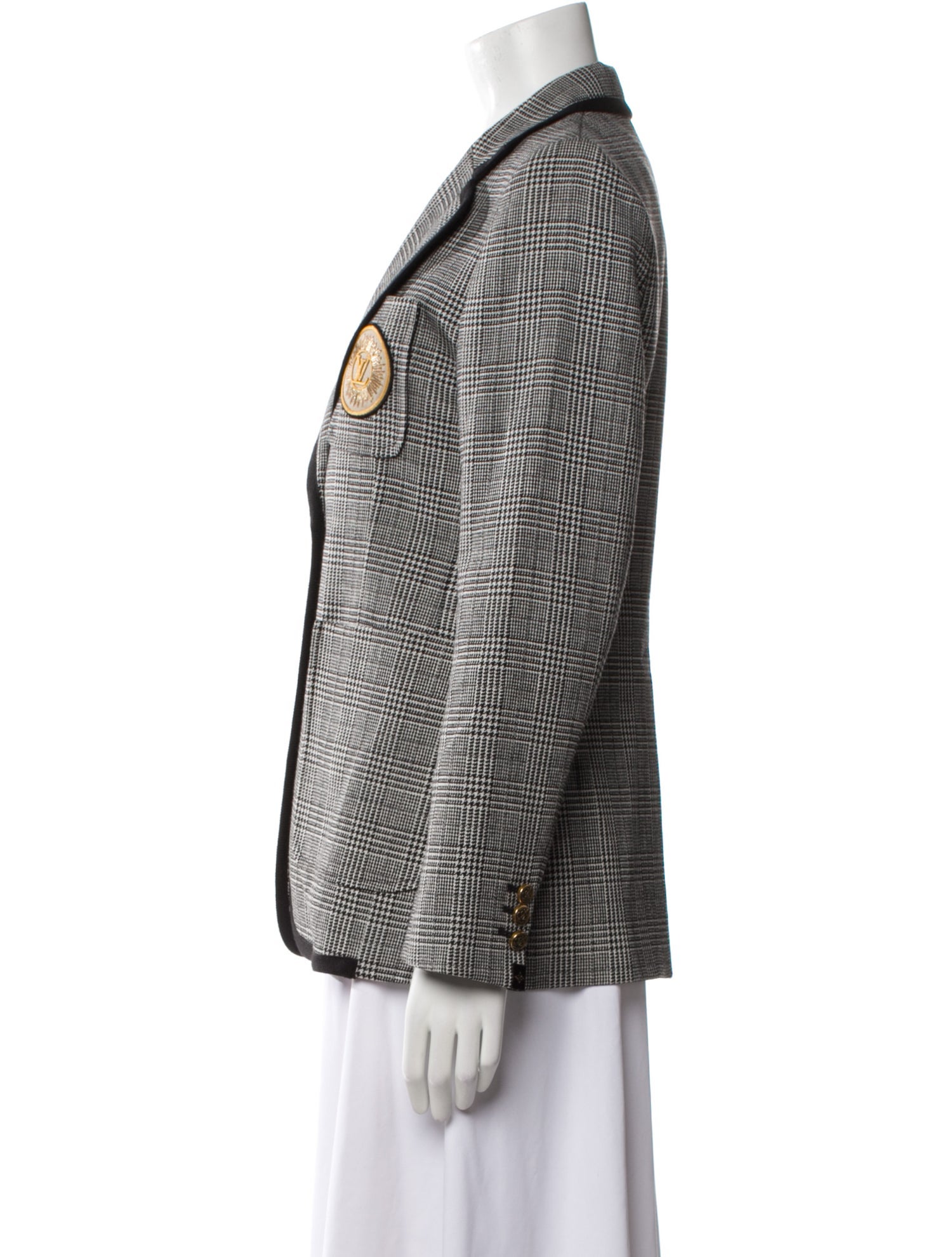 Louis Vuitton Wool Plaid Print Blazer
