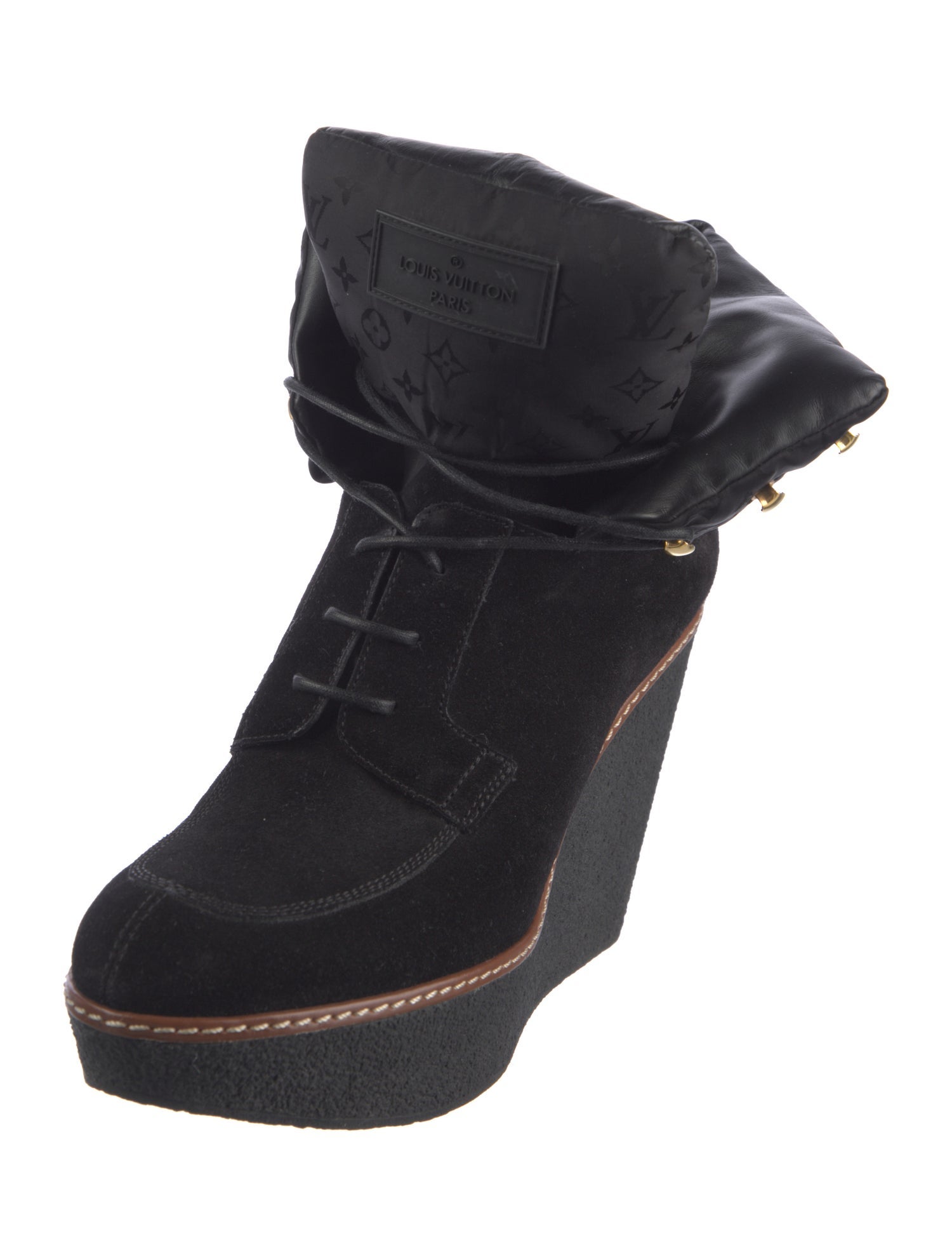 Louis Vuitton LV Monogram Suede Lace-Up Boots
