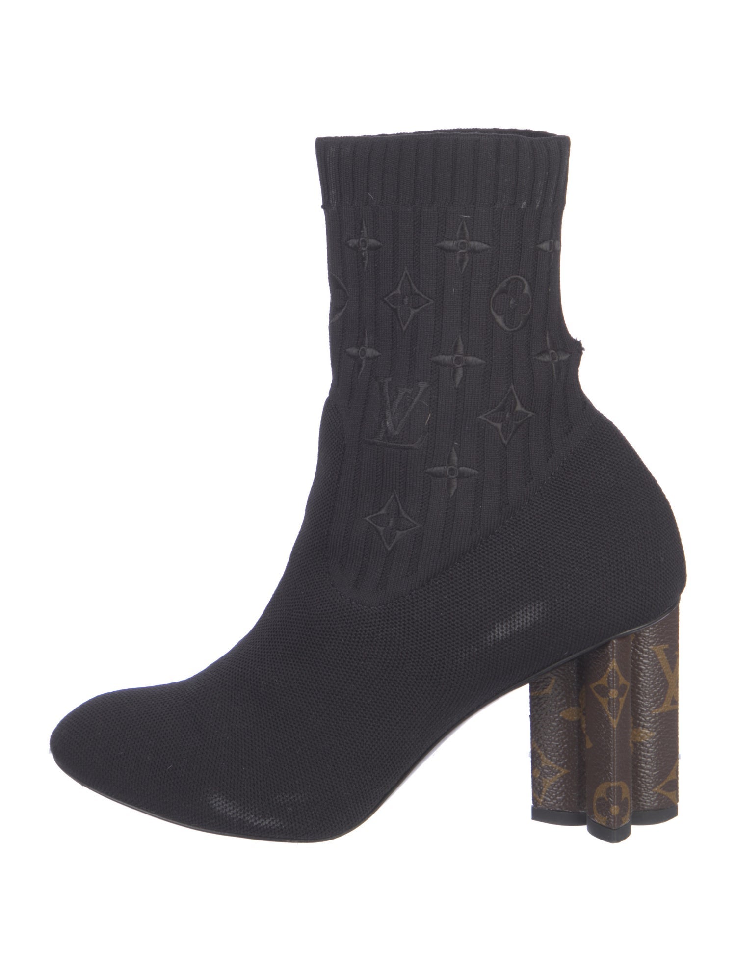 Louis Vuitton LV Monogram Embroidered Accent Sock Boots