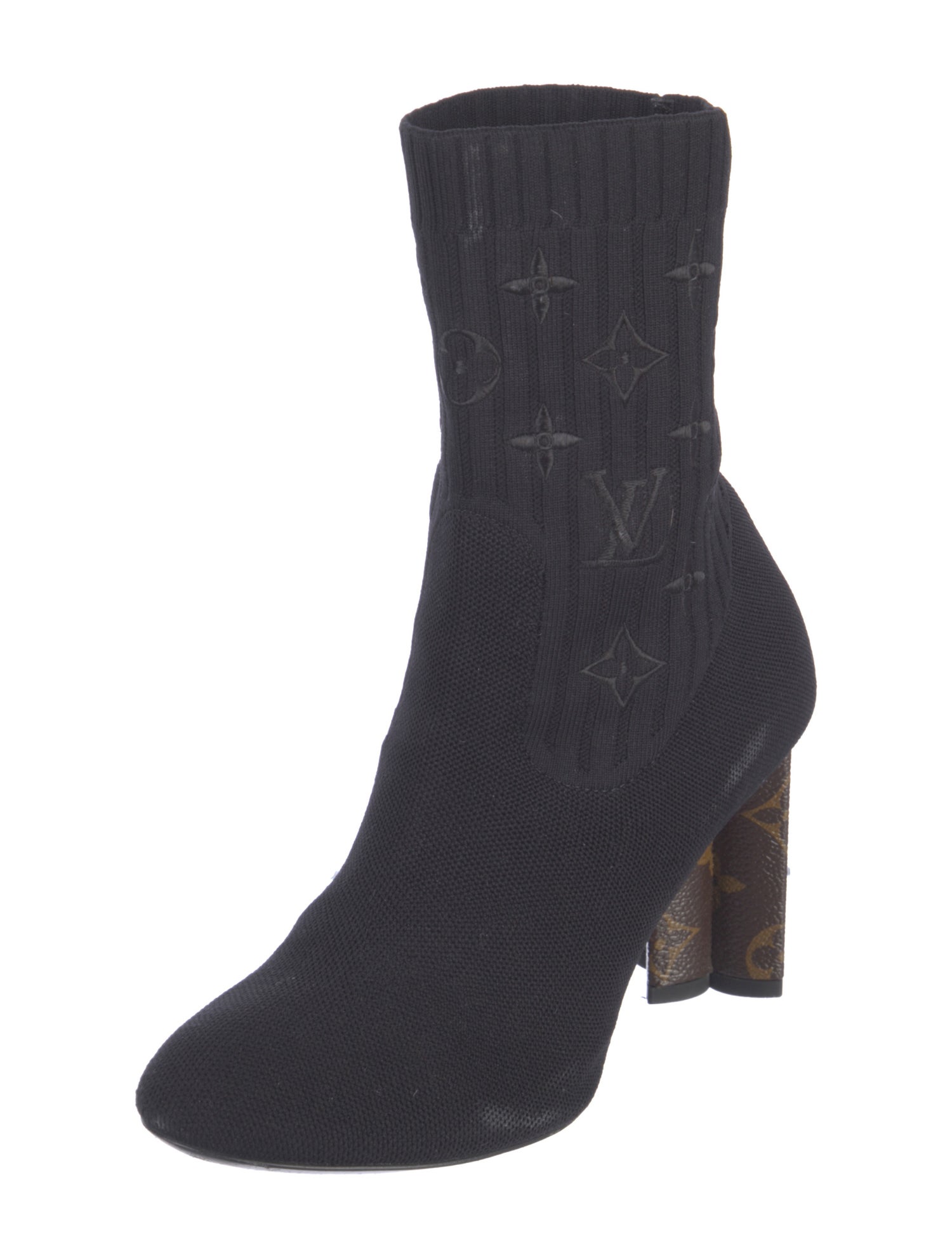 Louis Vuitton LV Monogram Embroidered Accent Sock Boots