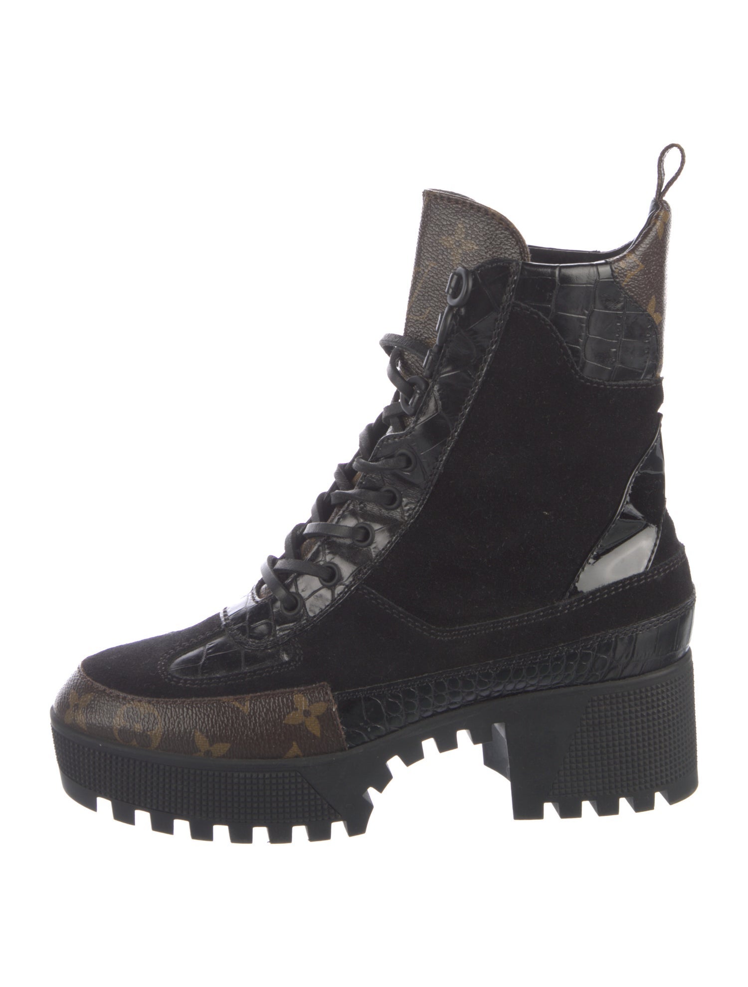 Louis Vuitton LV Monogram Suede Combat Boots