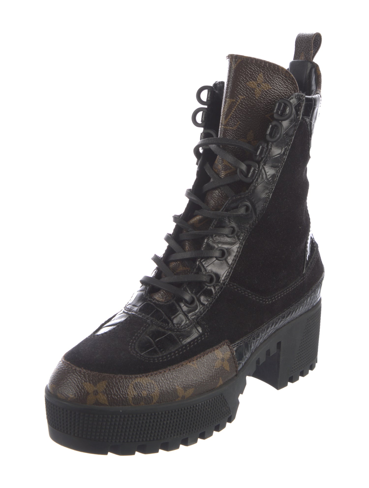 Louis Vuitton LV Monogram Suede Combat Boots