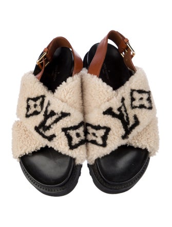 Louis Vuitton LV Monogram Shearling Slingback Sandals