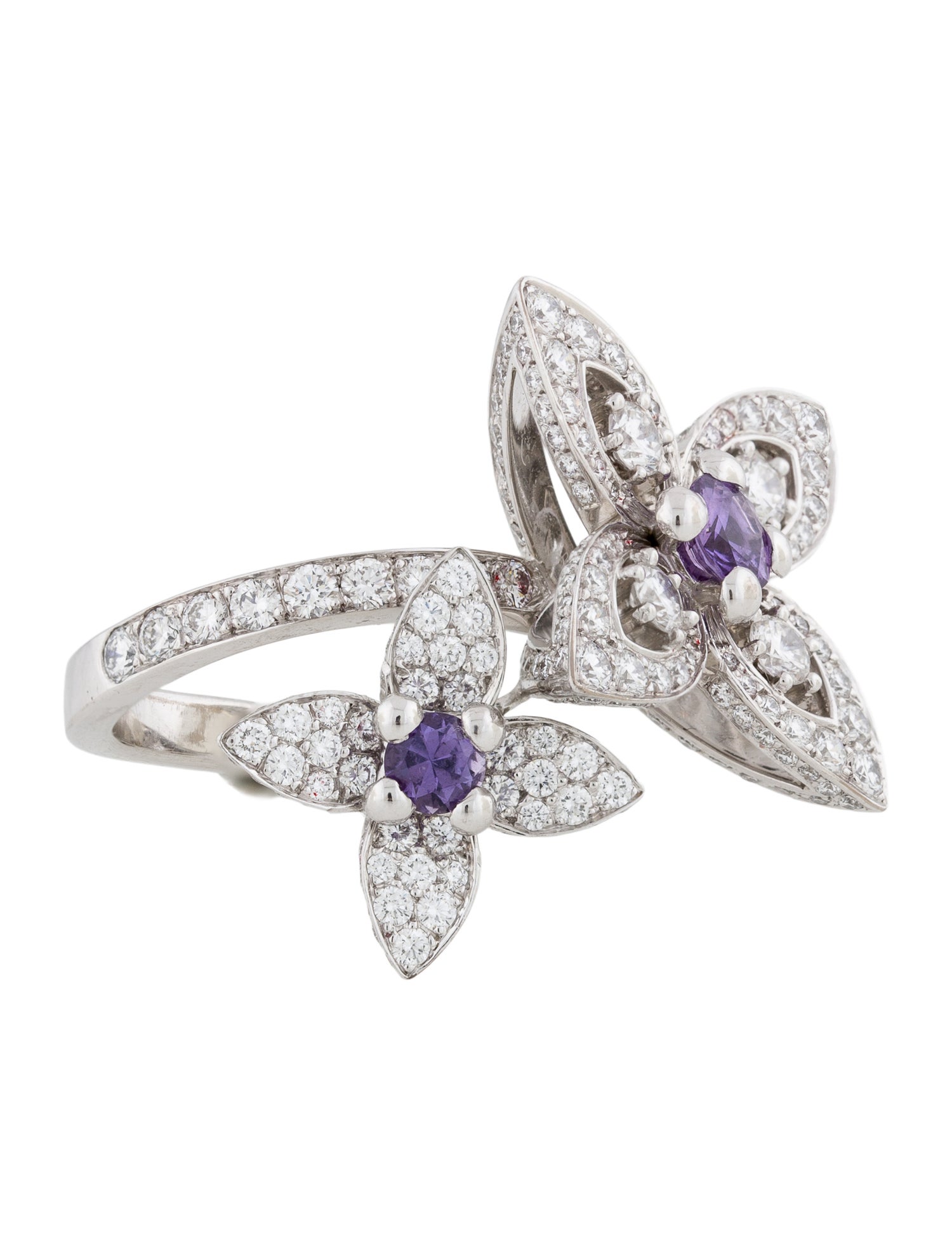 Louis Vuitton 18K Diamond & Purple Sapphire Blossom Cocktail Ring