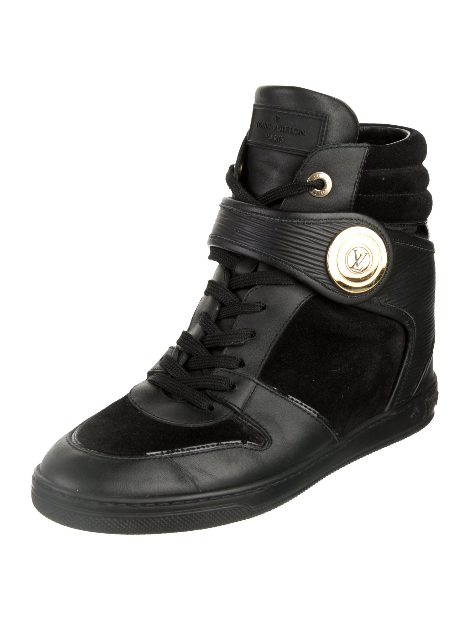 Louis Vuitton Signature Logo Leather Wedge Sneakers