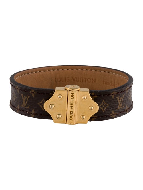 Louis Vuitton Canvas & Leather Nano Monogram Cuff Bracelet