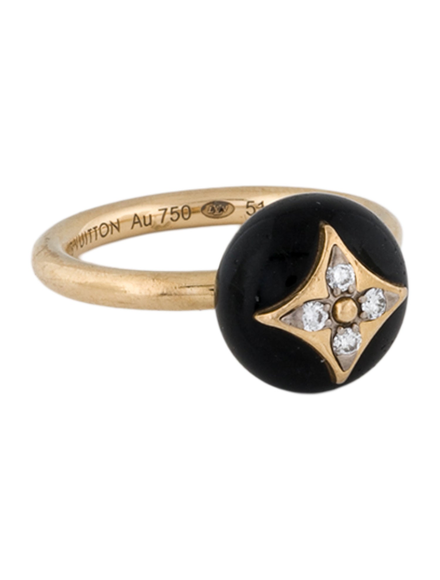 Louis Vuitton 18K Diamond & Onyx B Blossom Ring