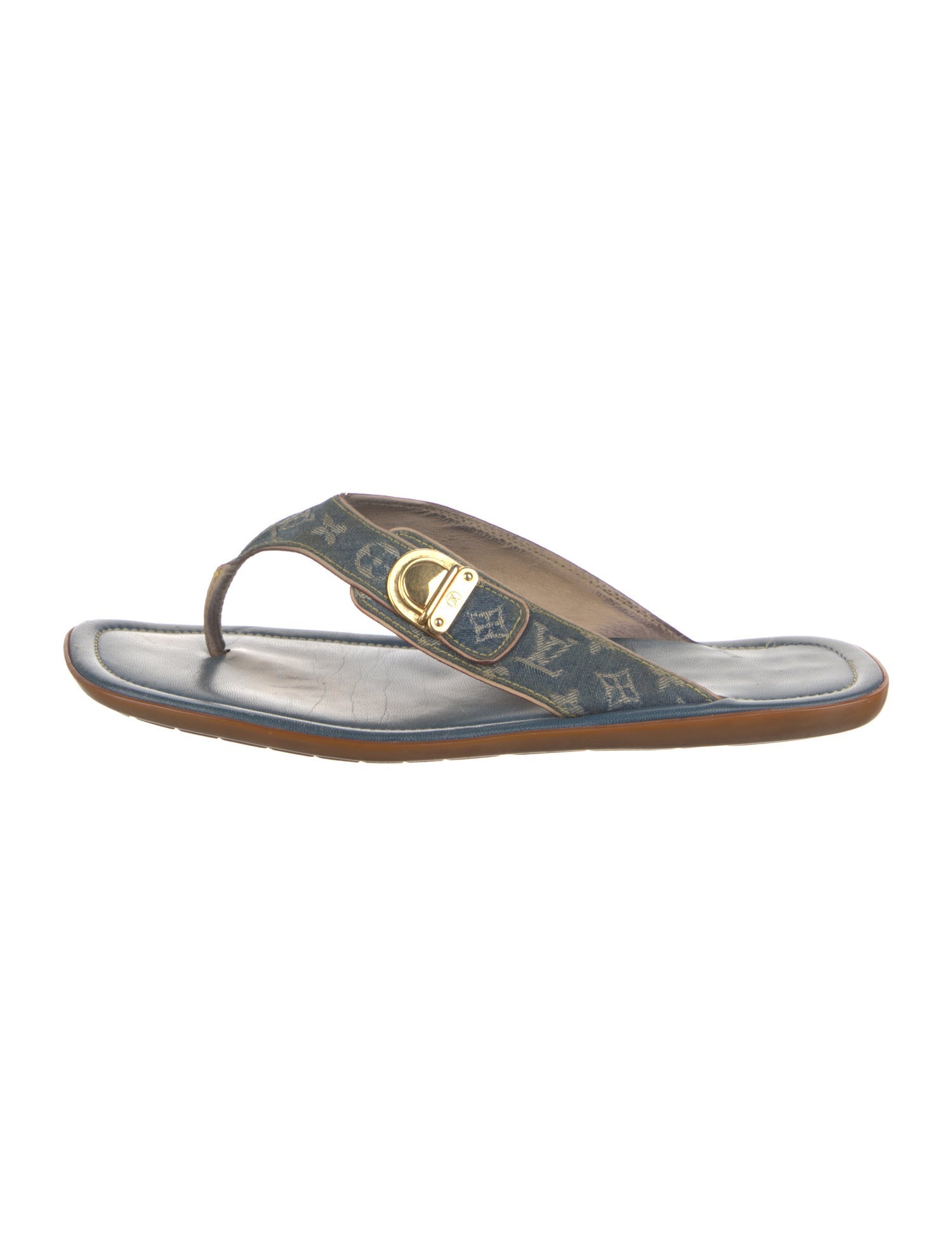 Louis Vuitton Monogram Pattern Denim Flip Flops