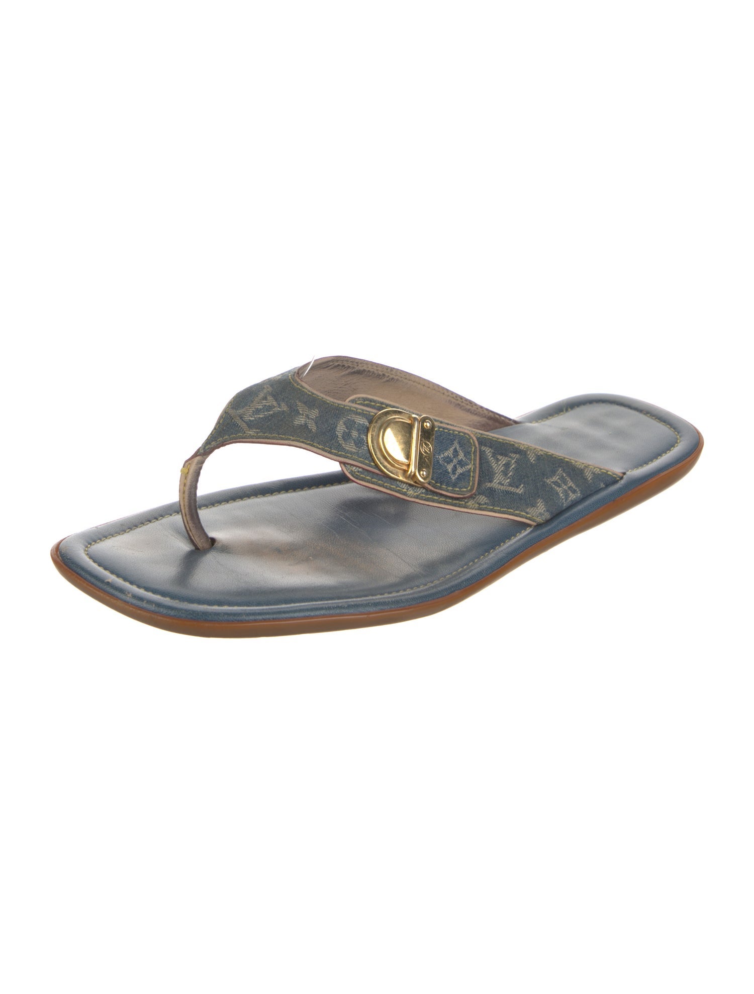 Louis Vuitton Monogram Pattern Denim Flip Flops