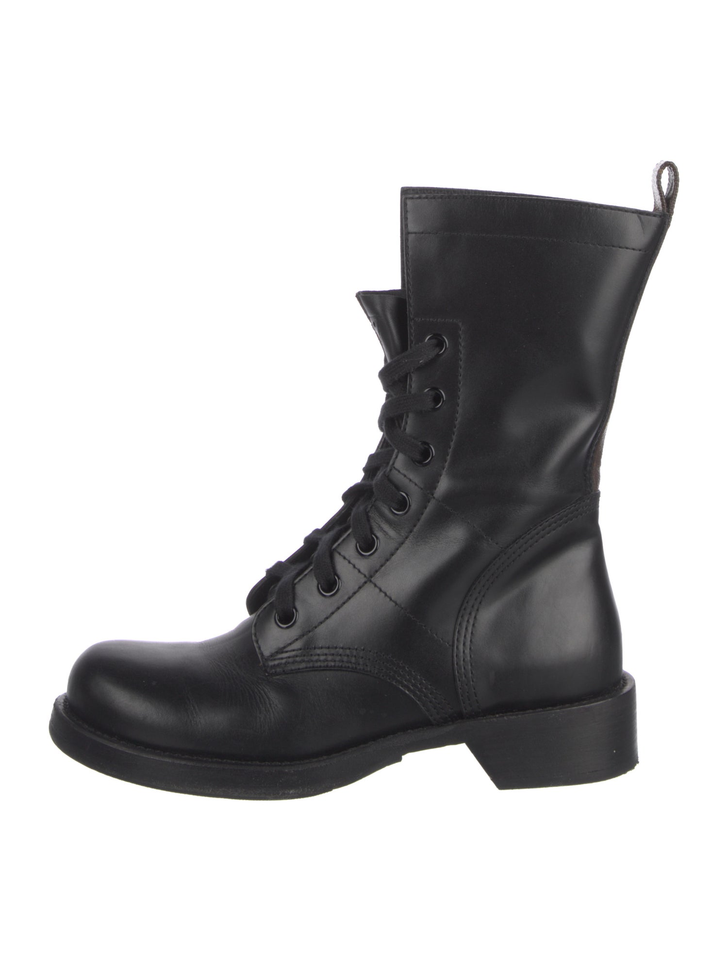 Louis Vuitton Monogram Pattern Leather Combat Boots
