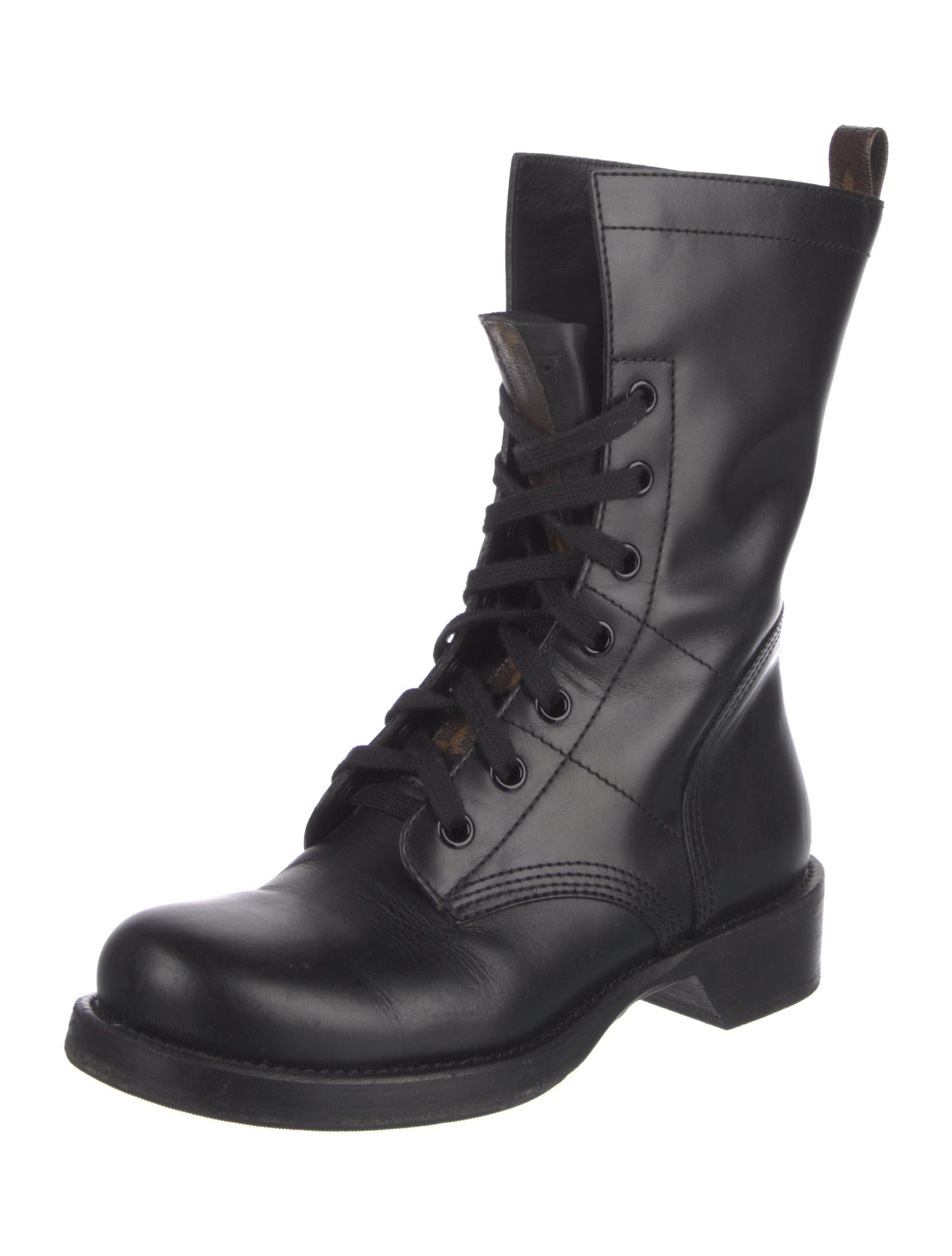 Louis Vuitton Monogram Pattern Leather Combat Boots