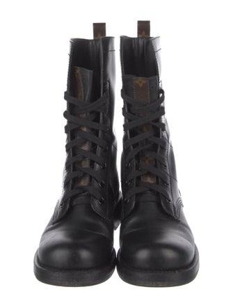 Louis Vuitton Monogram Pattern Leather Combat Boots