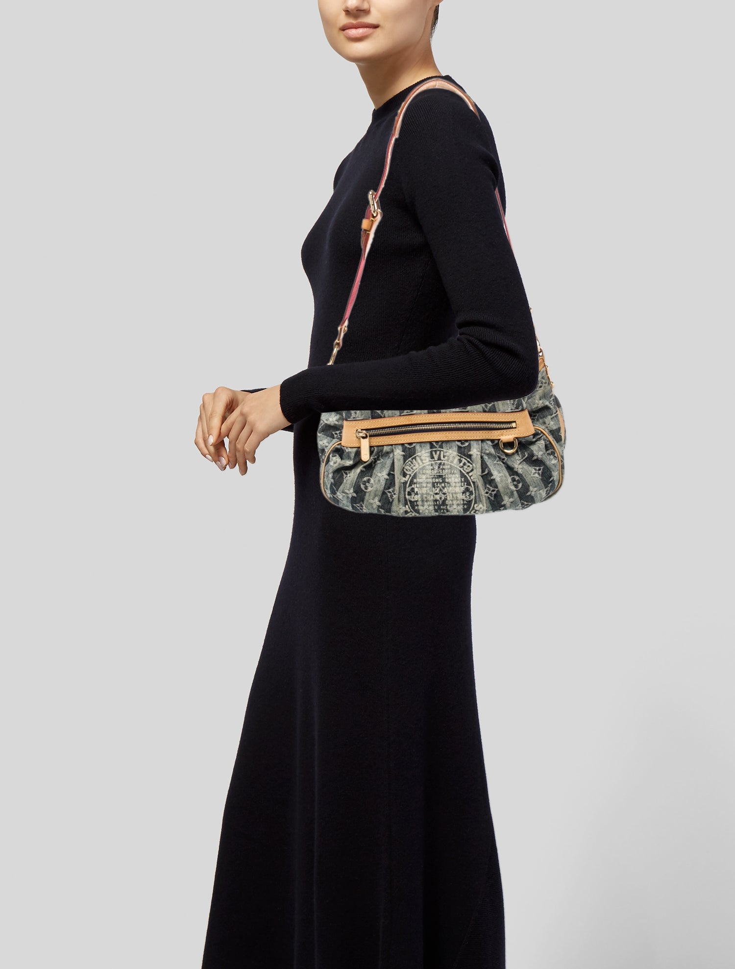 Louis Vuitton LV Monogram Denim Porte Epaule Raye Cabas