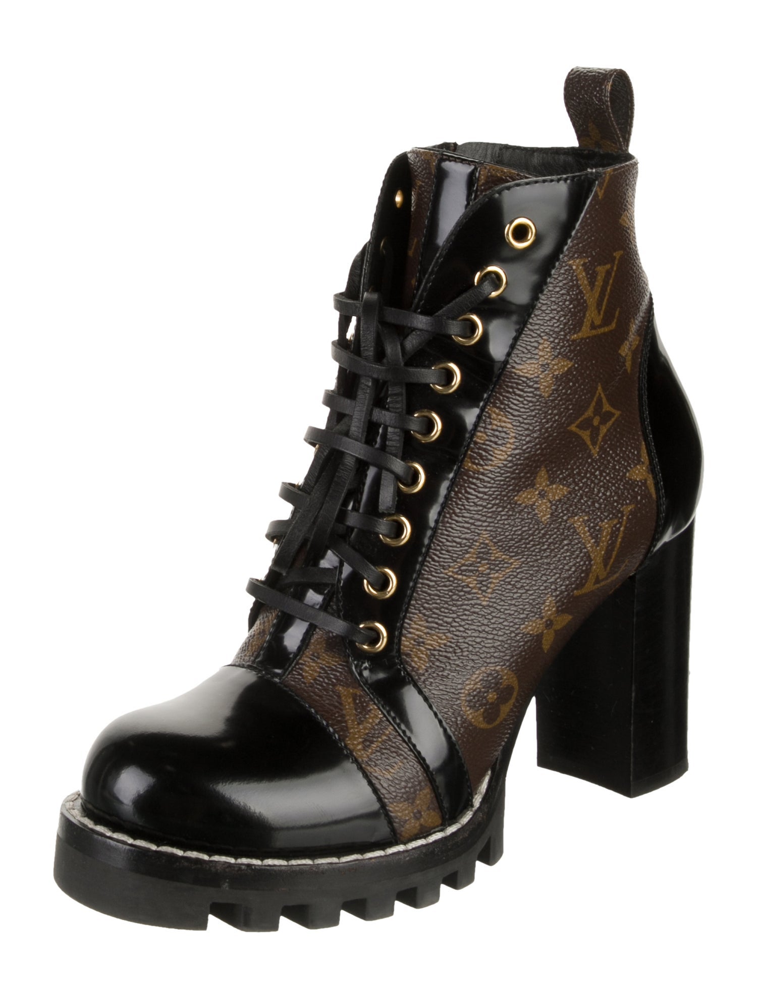 Louis Vuitton Monogram Pattern Combat Boots