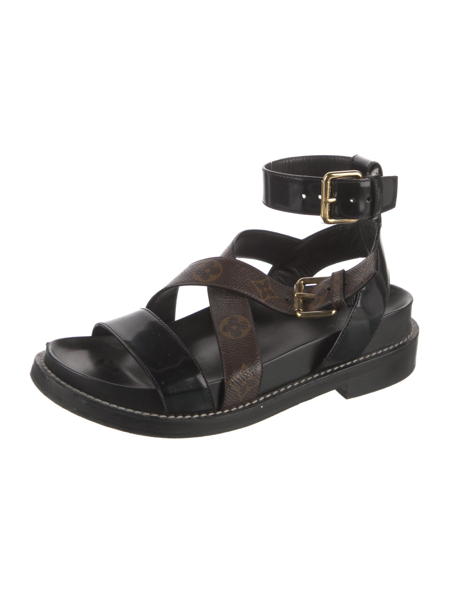 Louis Vuitton LV Monogram Patent Leather Gladiator Sandals