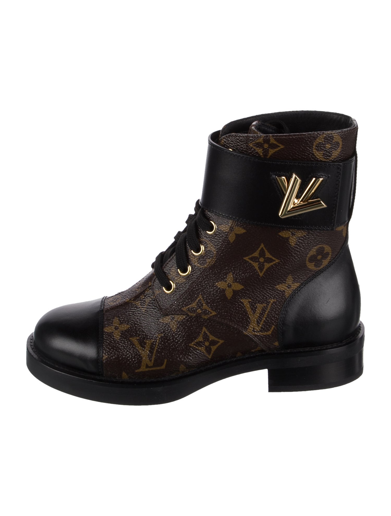 Louis Vuitton Leather Printed Combat Boots