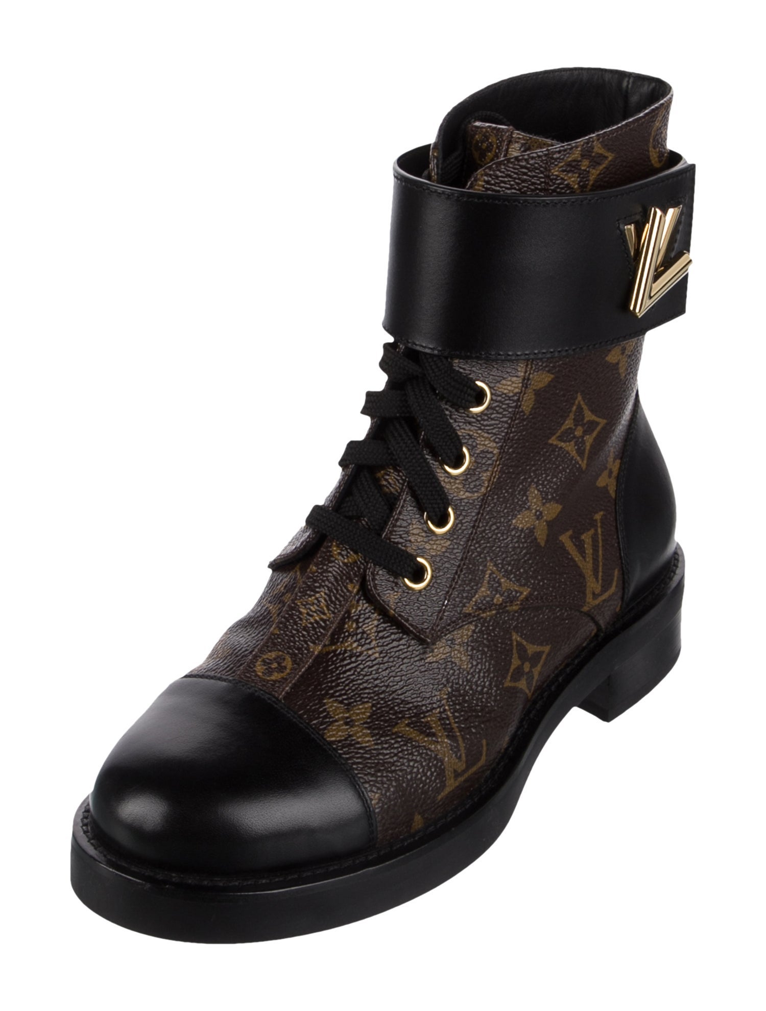 Louis Vuitton Leather Printed Combat Boots