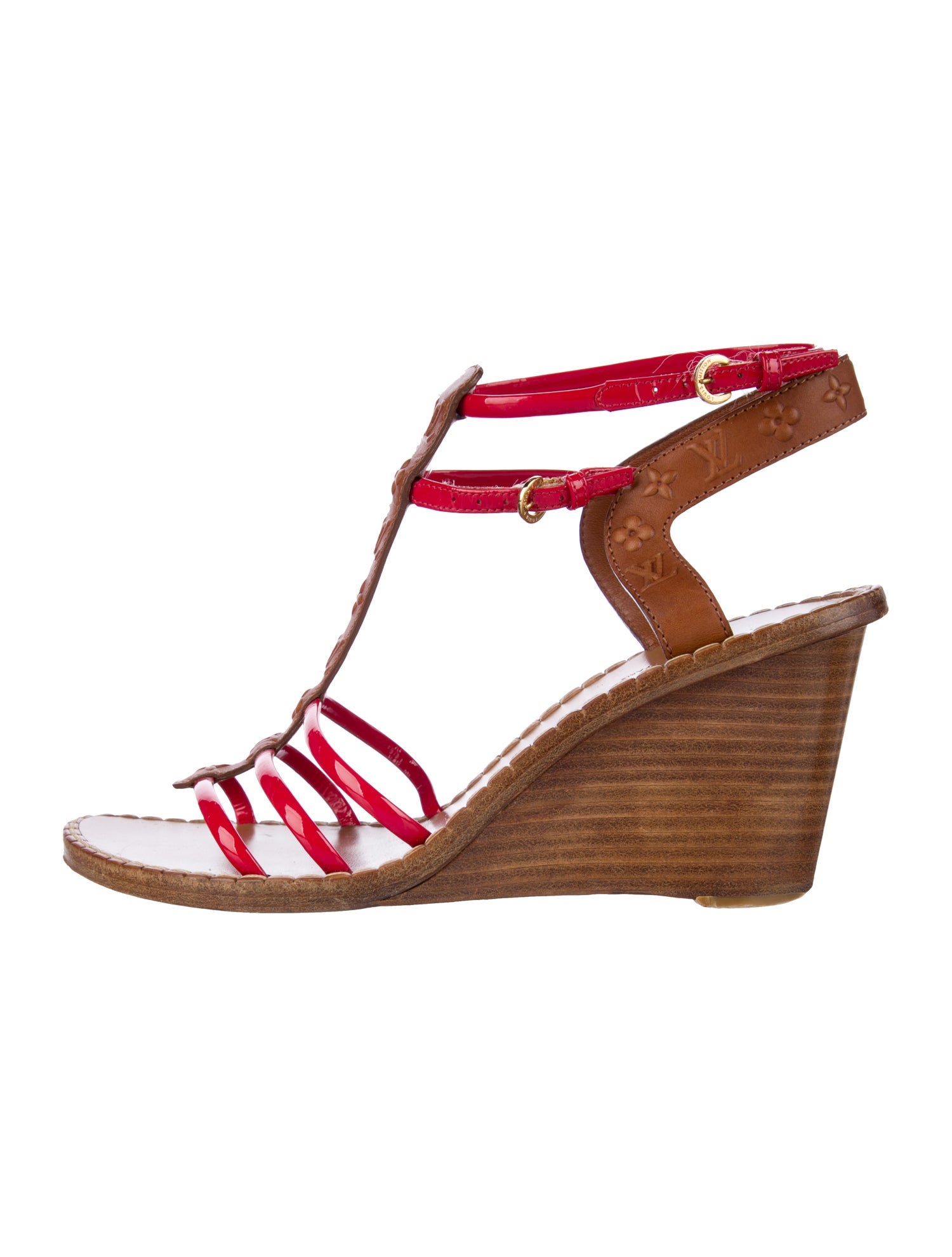 Louis Vuitton LV Monogram Leather T-Strap Sandals