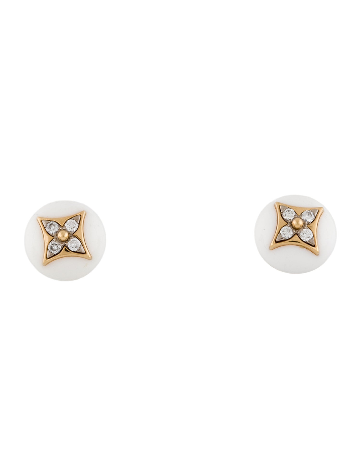 Louis Vuitton 18K Agate & Diamond Color Blossom Stud Earrings