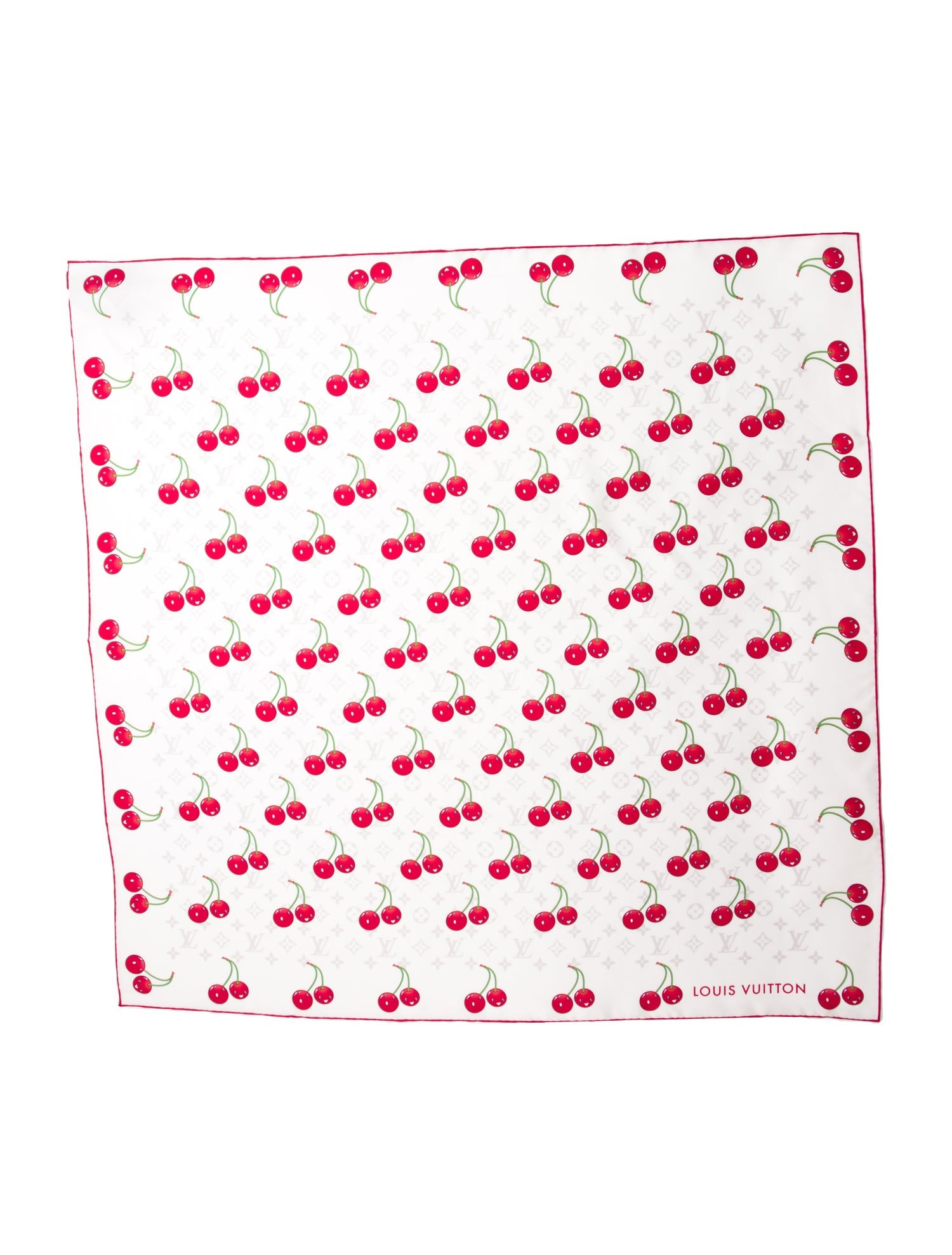 Louis Vuitton x Murakami Monogram Cerise Silk Scarf