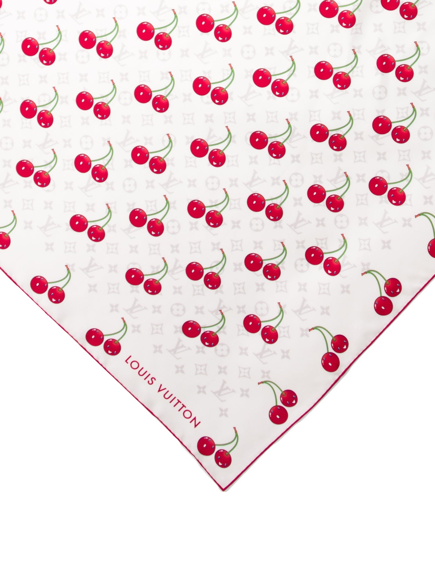 Louis Vuitton x Murakami Monogram Cerise Silk Scarf
