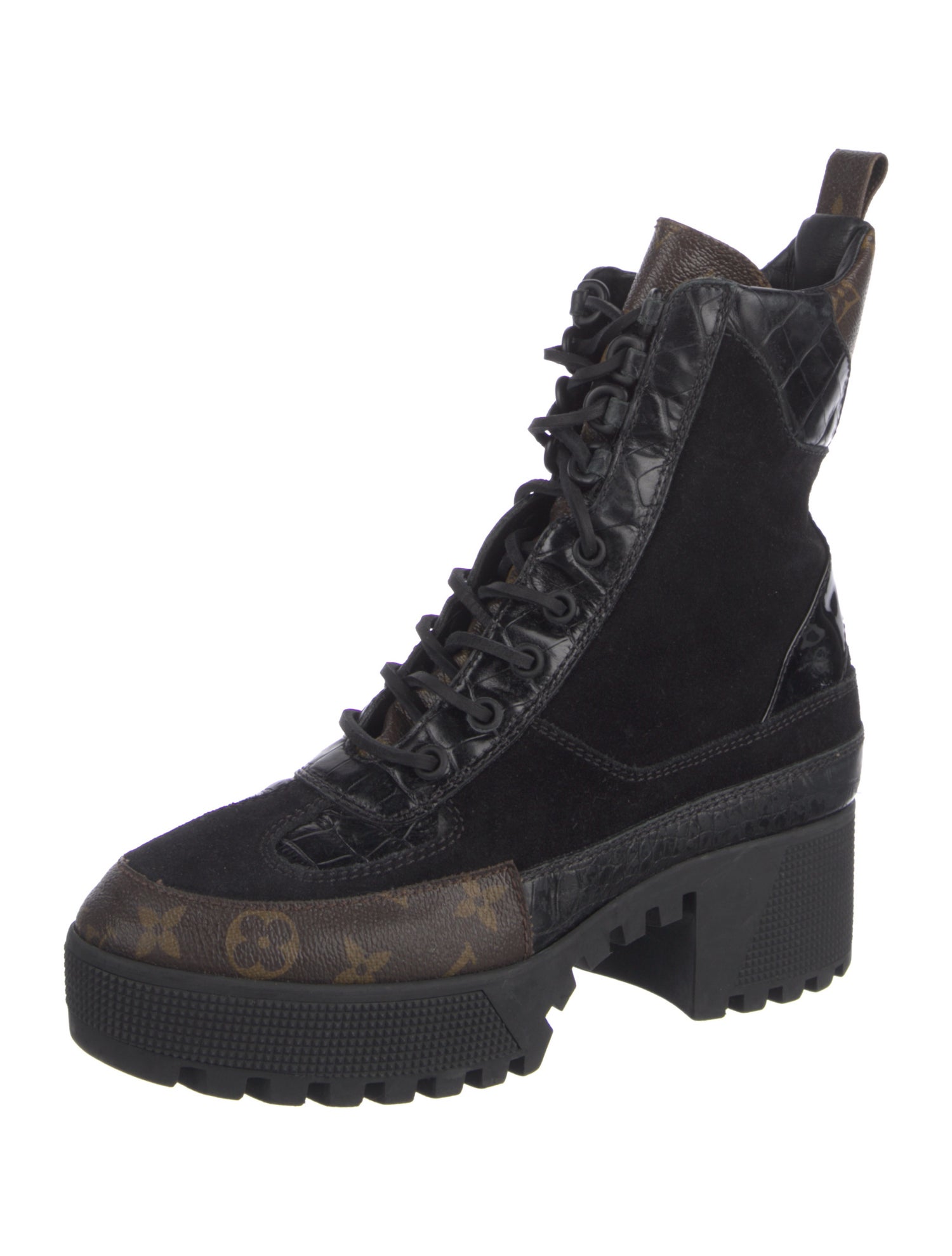Louis Vuitton LV Monogram Suede Combat Boots