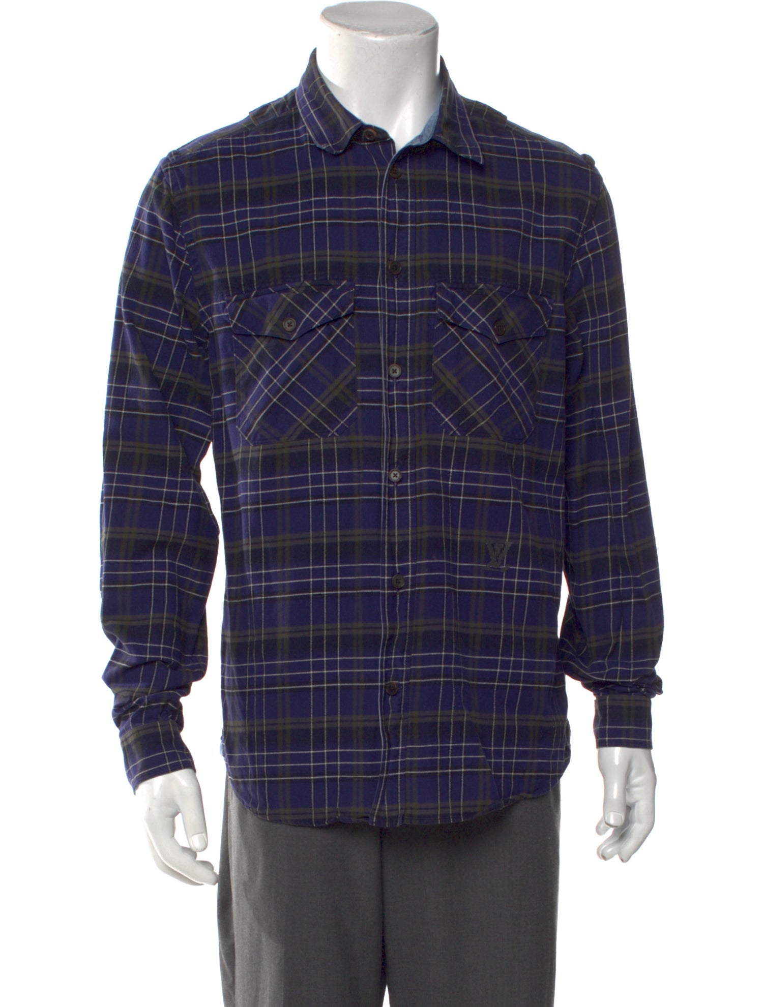 Louis Vuitton Signature Logo Plaid Print Western Shirt