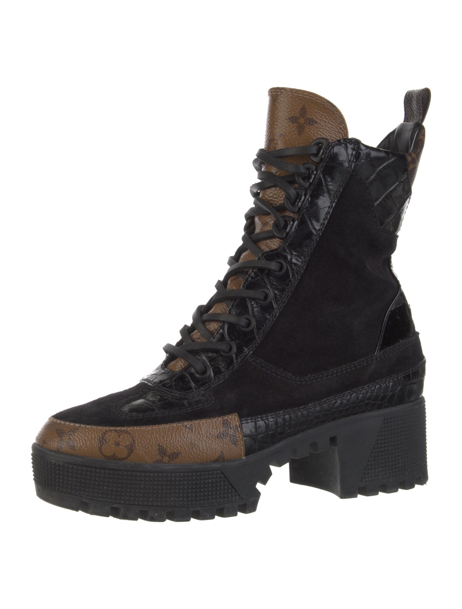 Louis Vuitton LV Monogram Suede Combat Boots