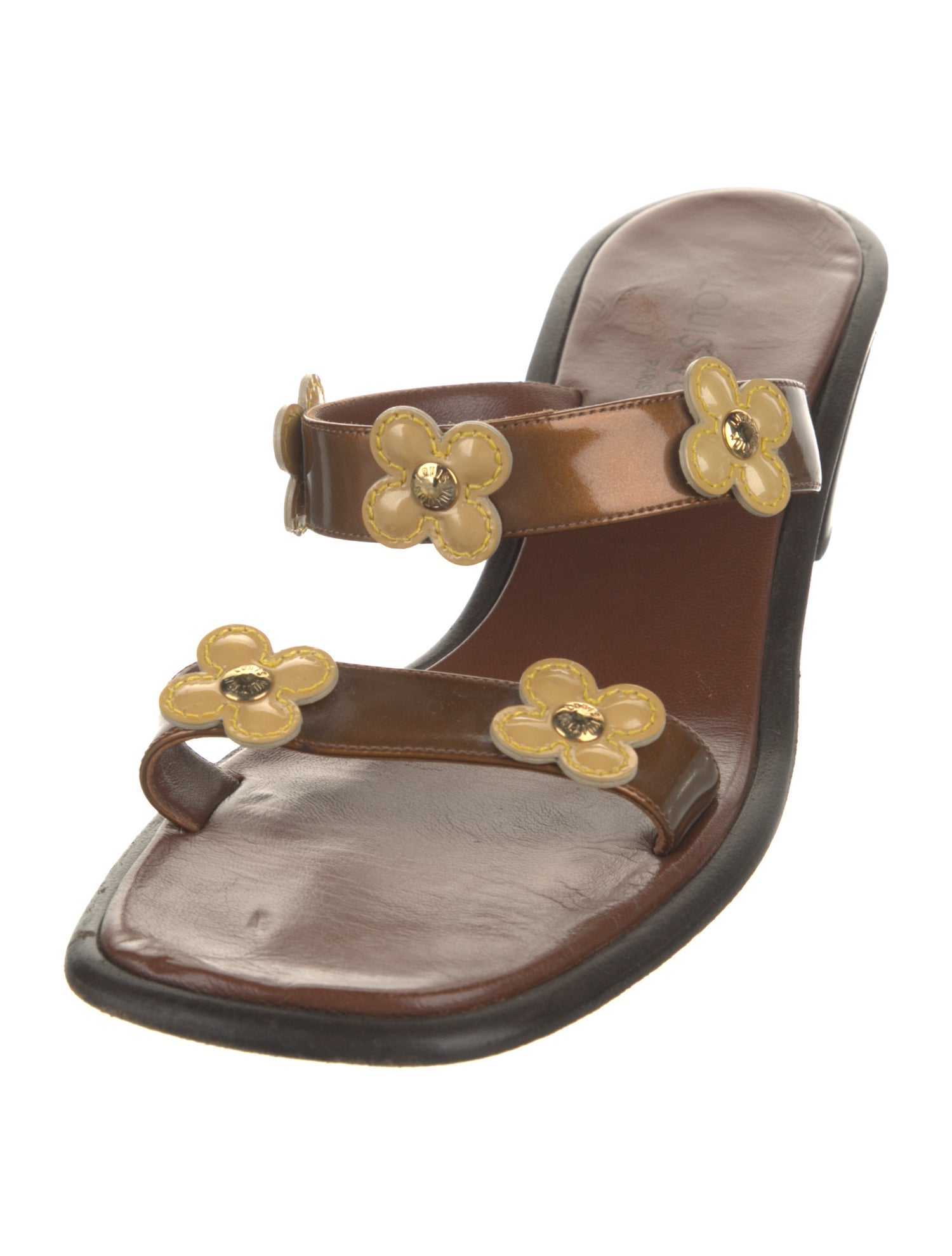 Louis Vuitton Leather Colorblock Pattern Slides