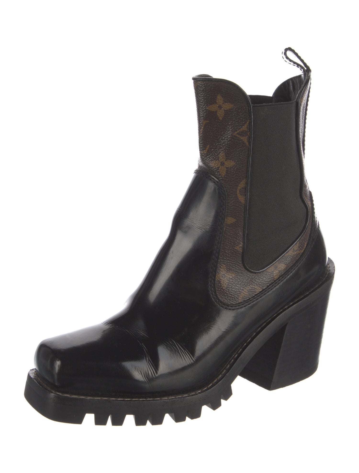 Louis Vuitton LV Monogram Patent Leather Chelsea Boots