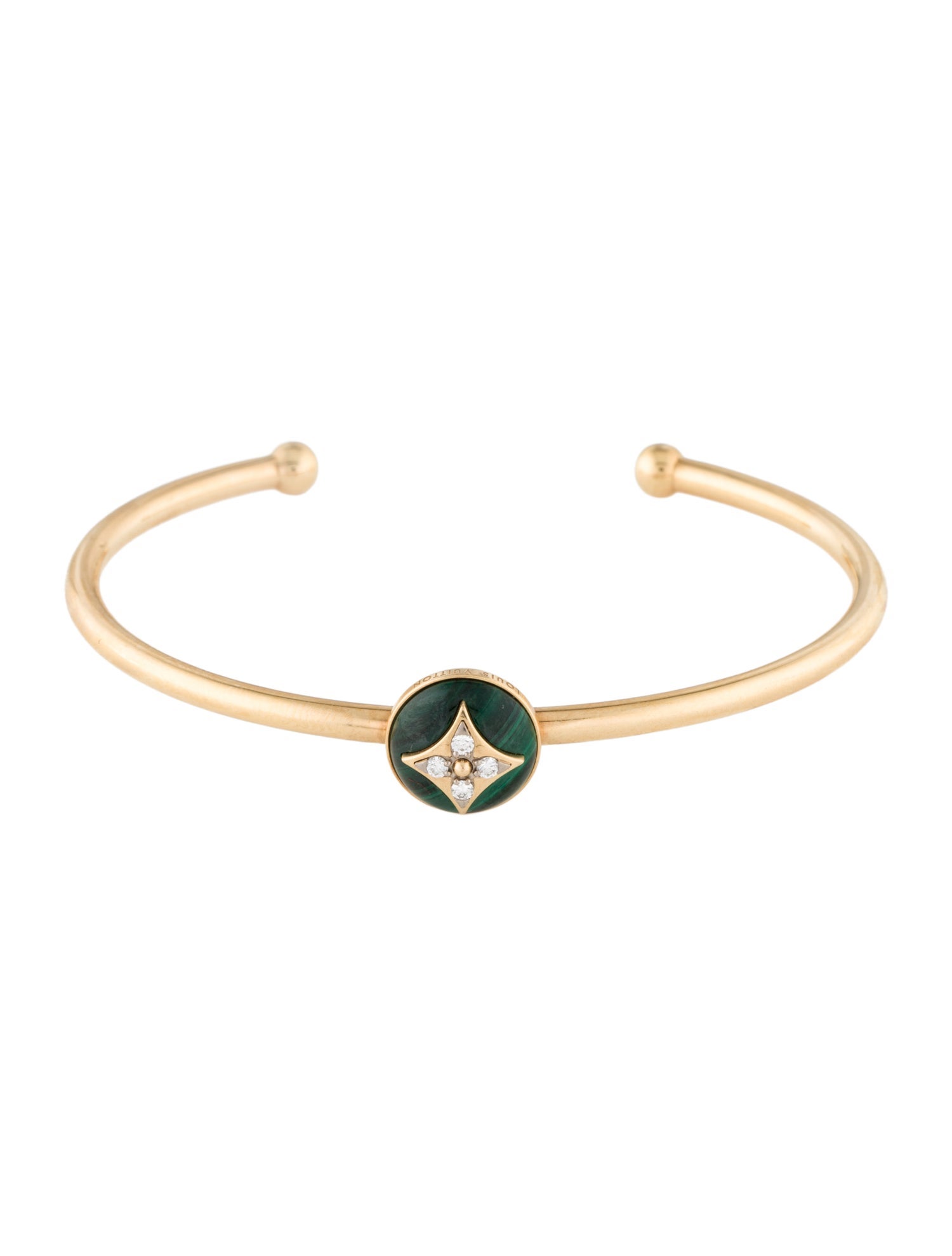 Louis Vuitton 18K Malachite & Diamond Cuff Bracelet