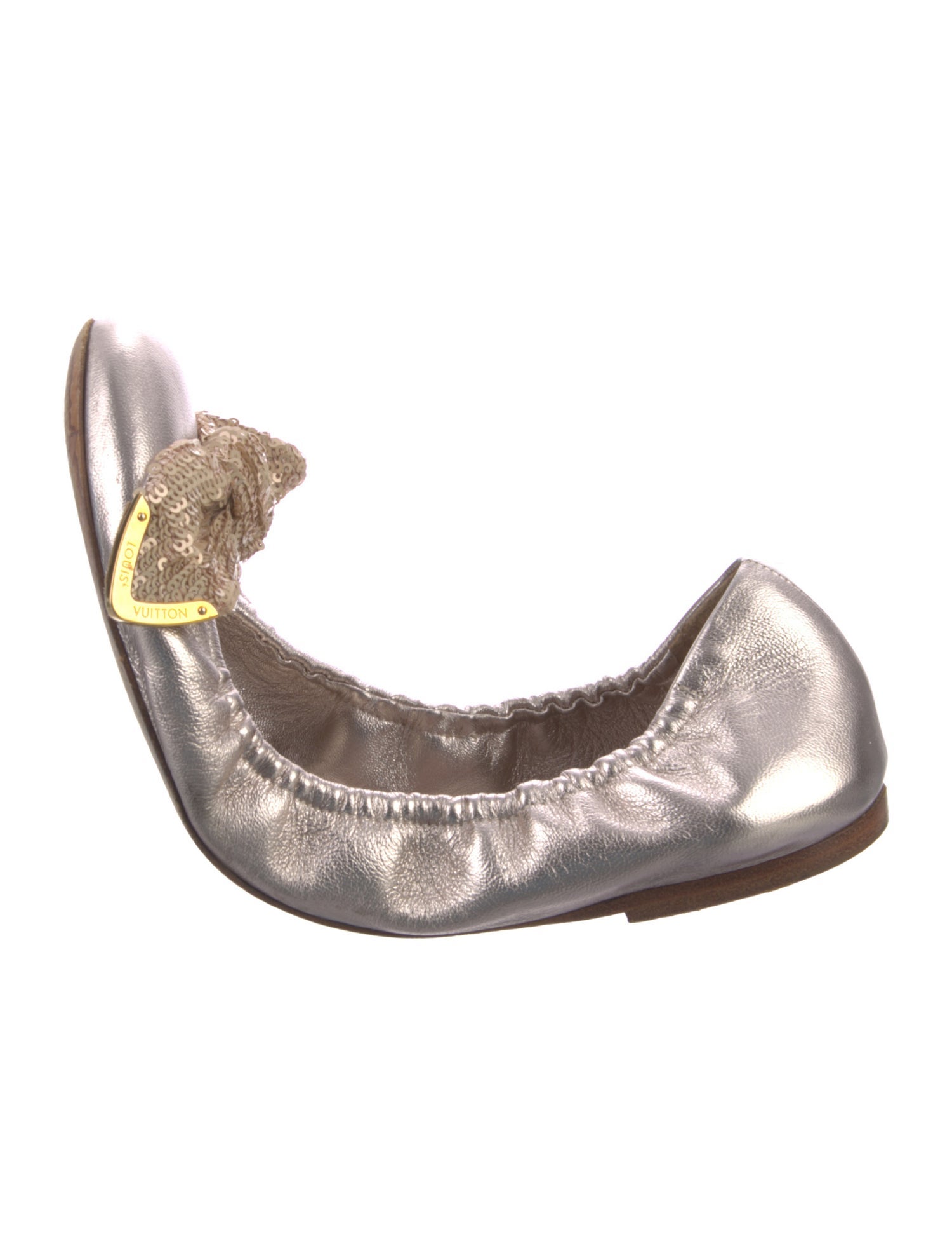 Louis Vuitton Leather Bow Accents Ballet Flats