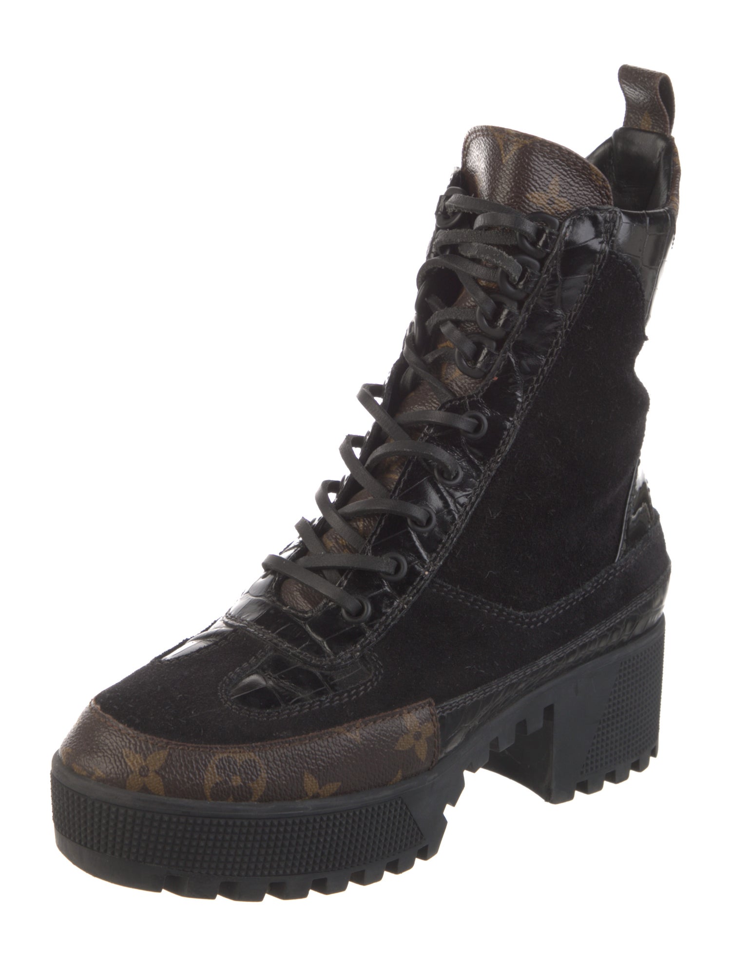 Louis Vuitton LV Monogram Suede Combat Boots