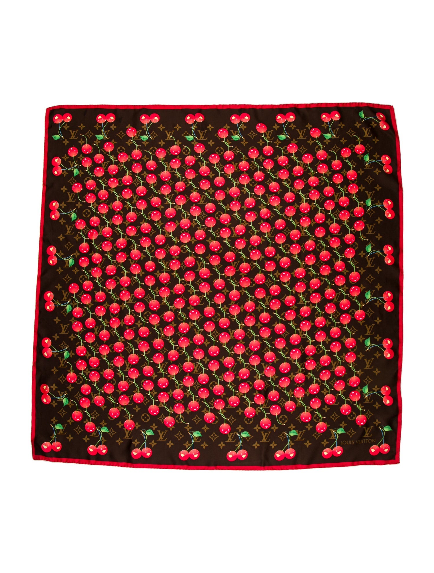 Louis Vuitton x Takashi Murakami 'Cherries' Silk Scarf Silk Scarf