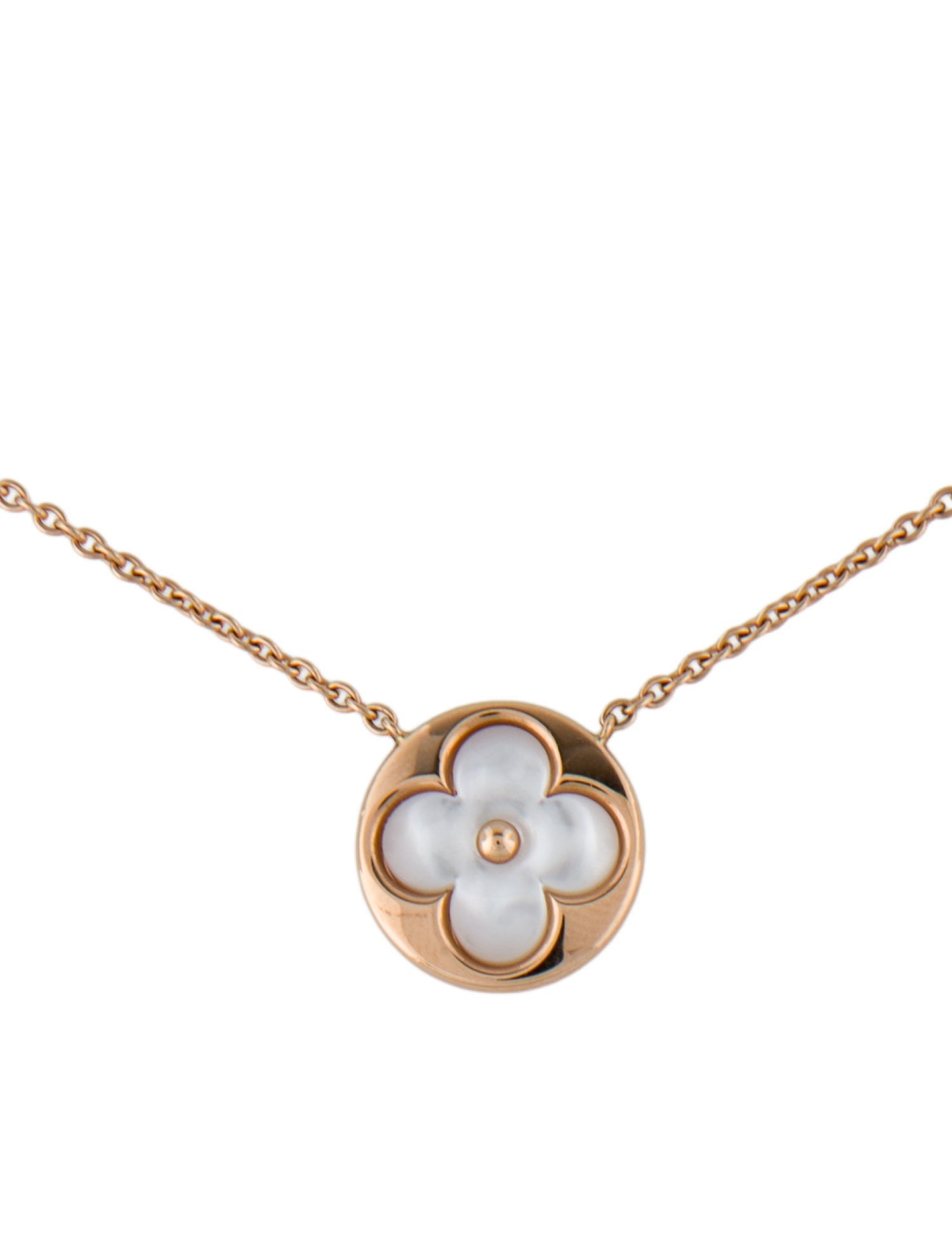 Louis Vuitton 18K Mother of Pearl Blossom Pendant Necklace
