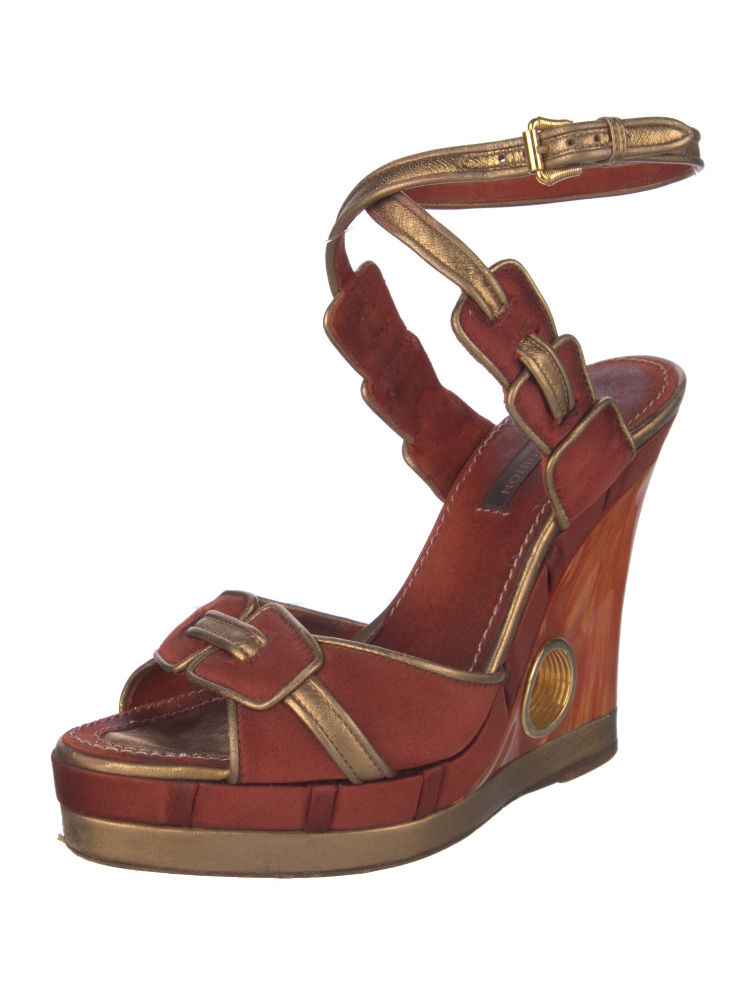 Louis Vuitton Satin Leather Trim Embellishment Sandals
