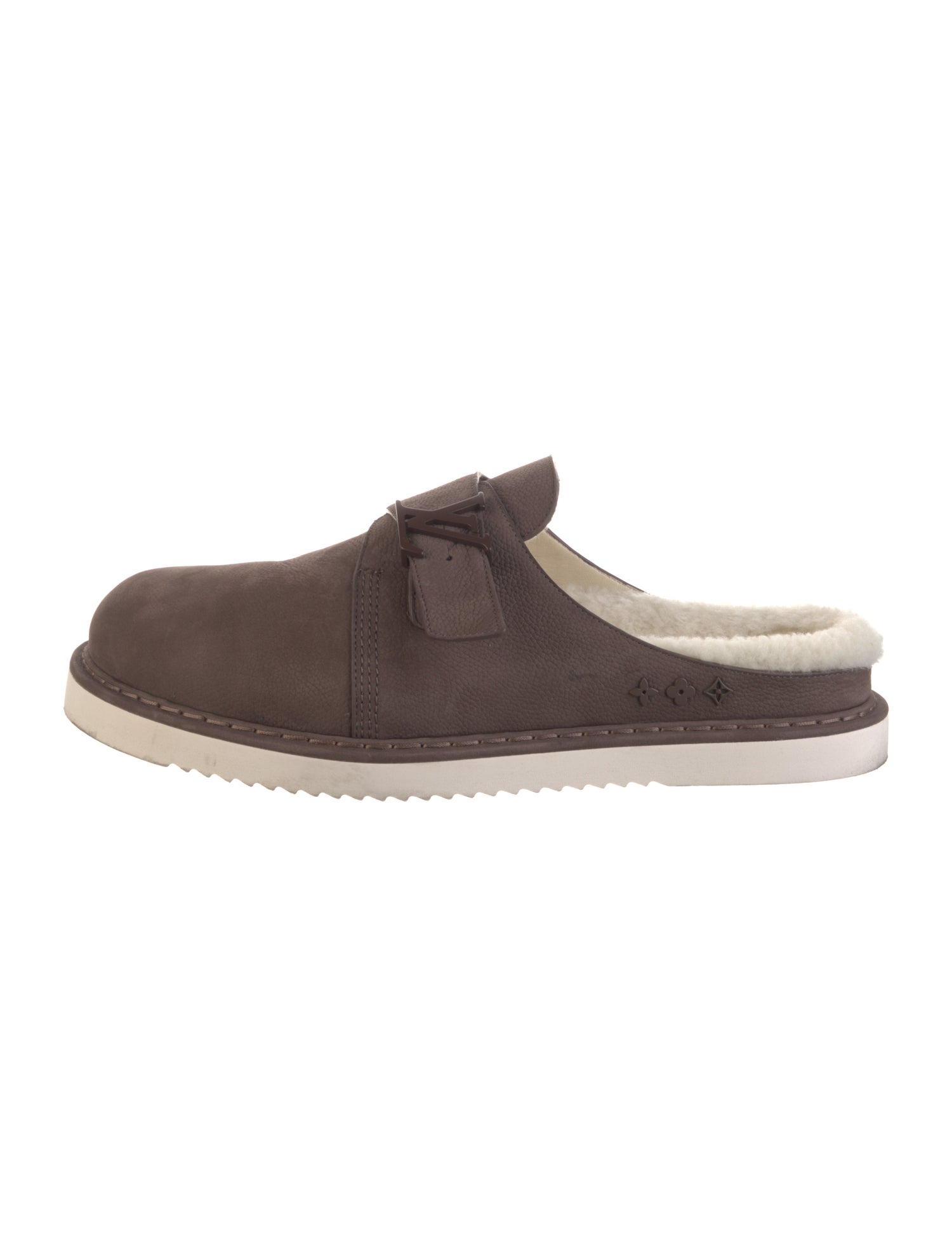Louis Vuitton Suede Fur Trim Slippers