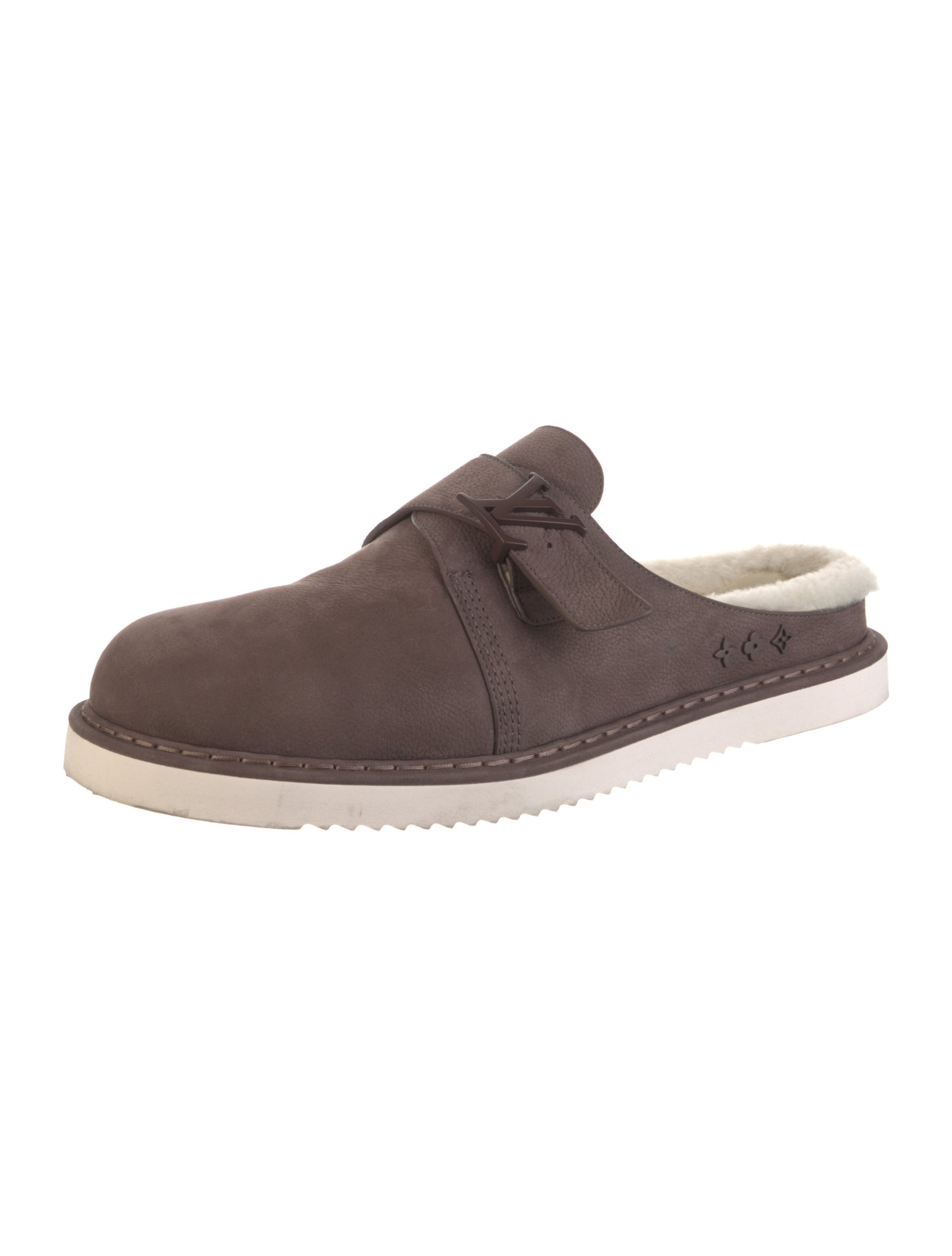 Louis Vuitton Suede Fur Trim Slippers