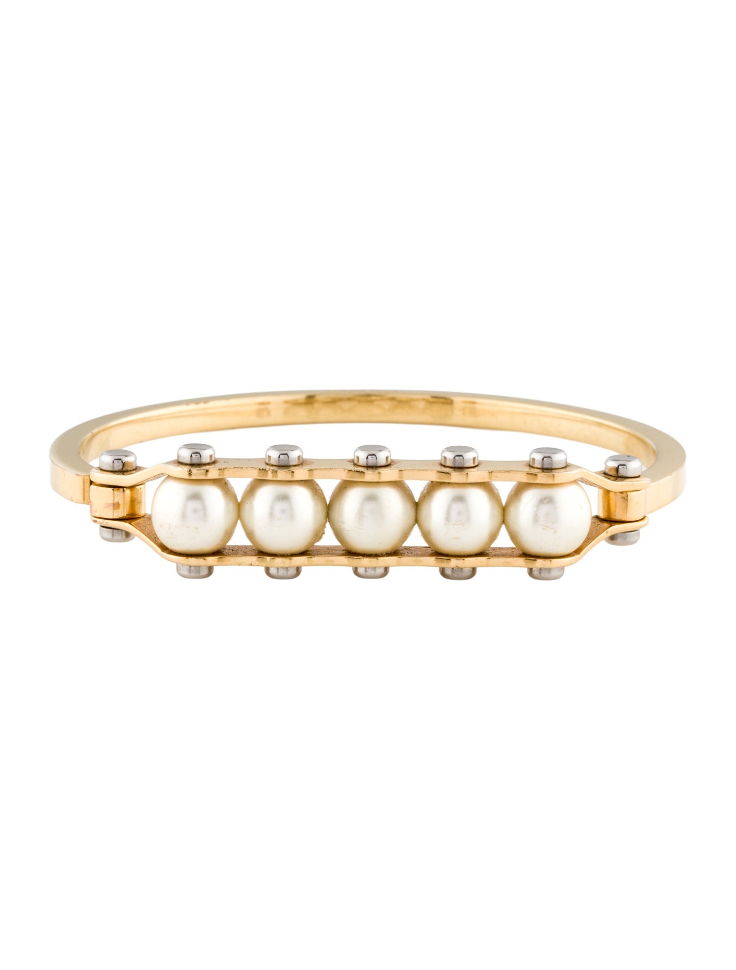 Louis Vuitton Faux Pearl Speedy Hinged Bangle Bracelet