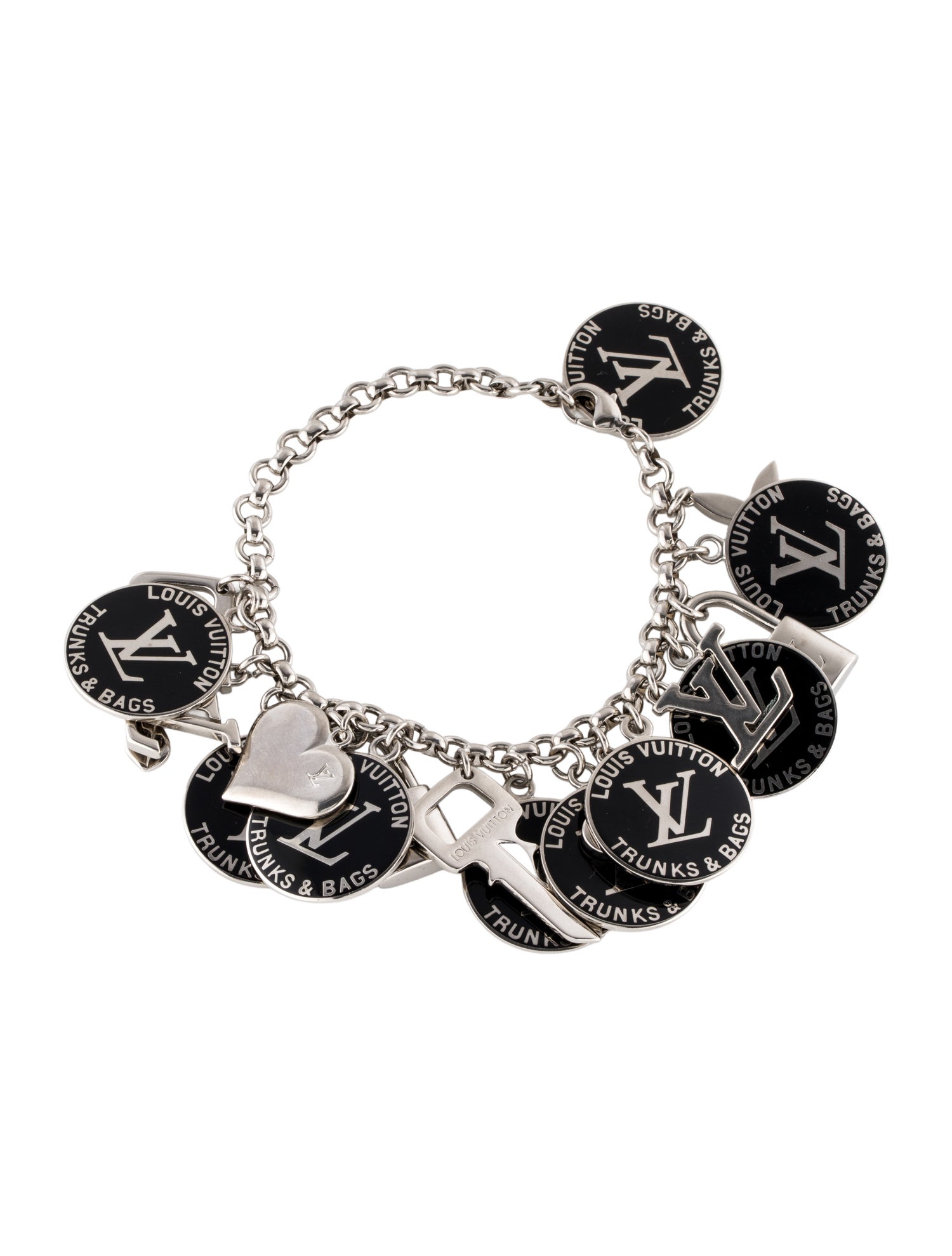 Louis Vuitton Enamel Trunks & Bags Charm Bracelet