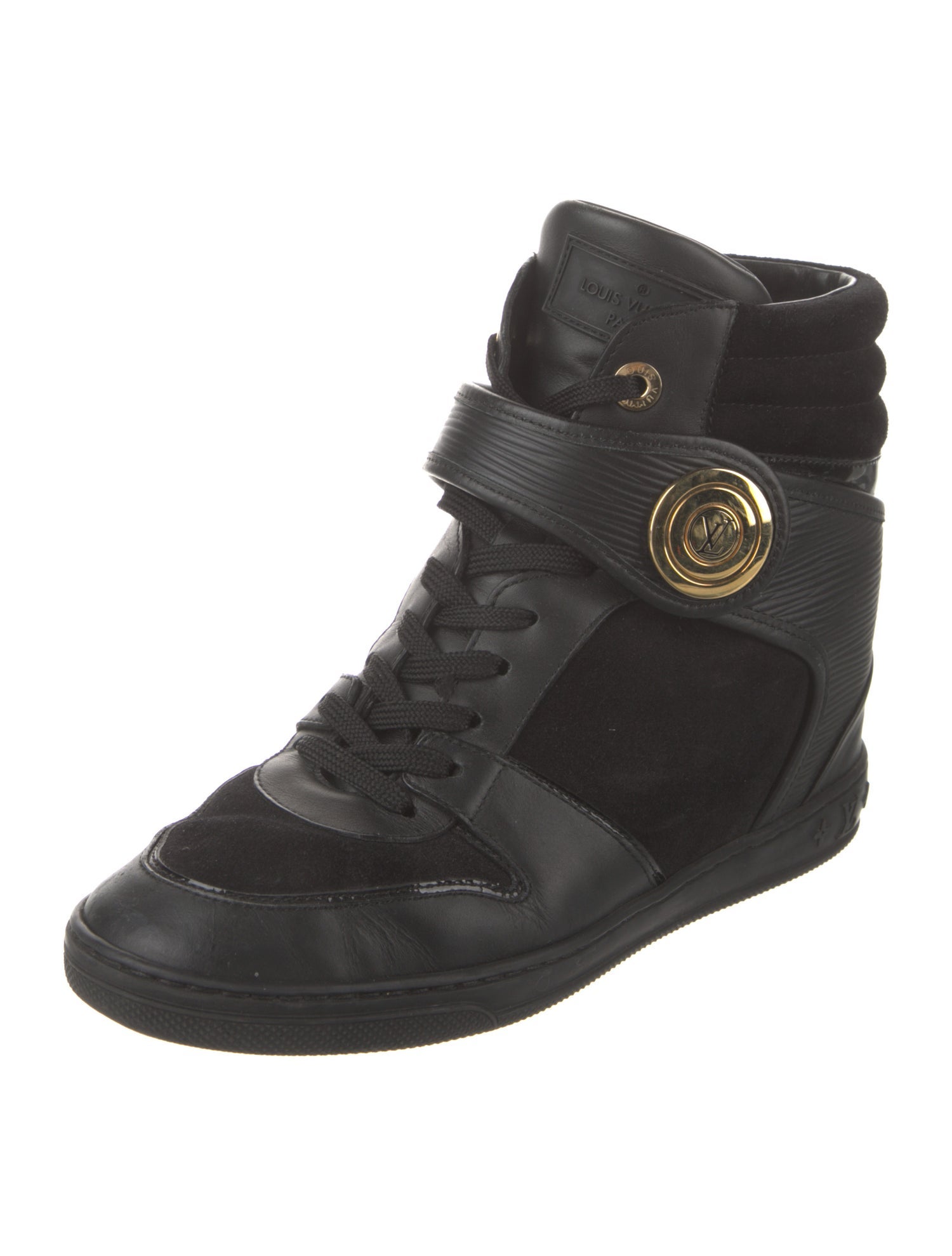 Louis Vuitton Signature Logo Leather Wedge Sneakers
