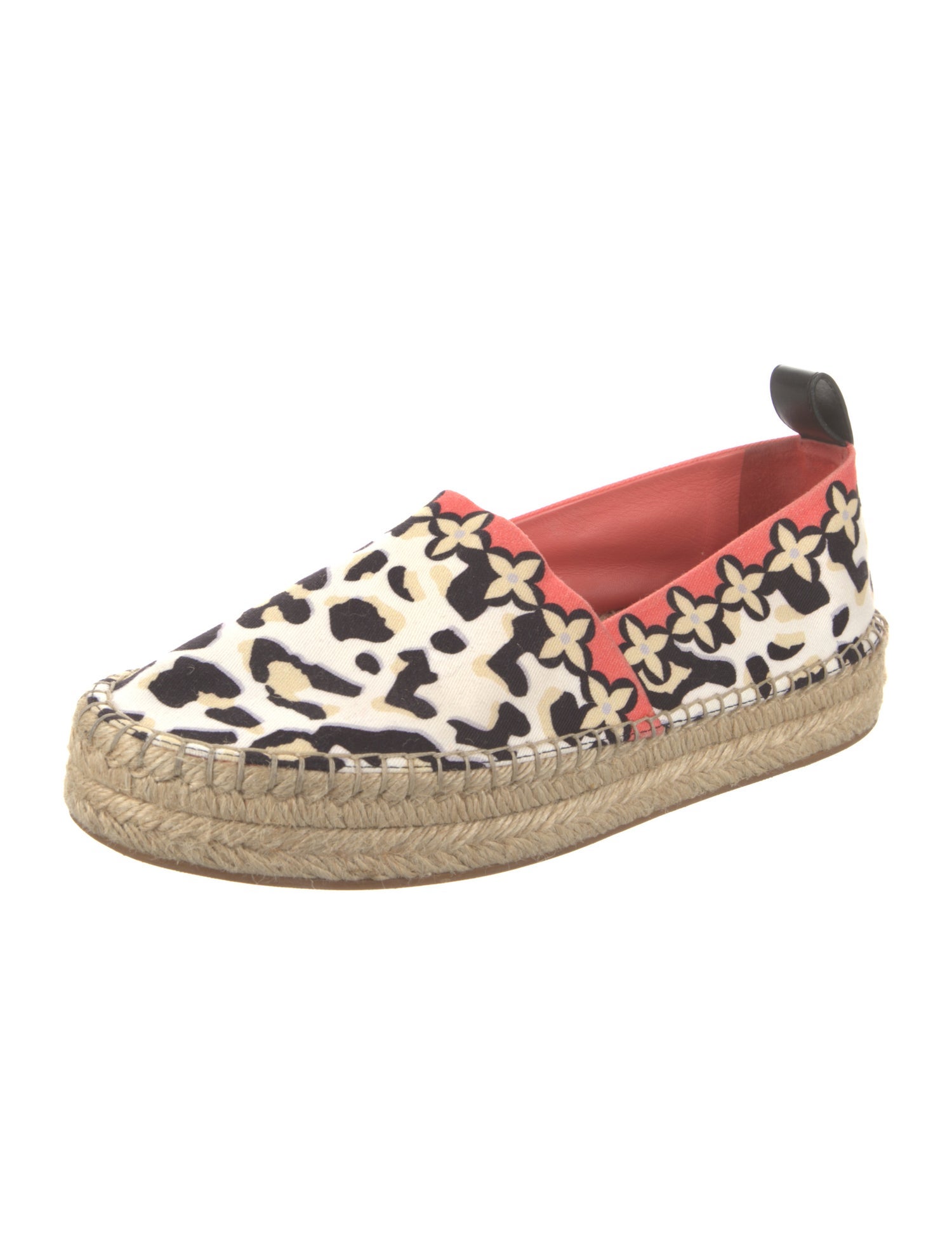 Louis Vuitton Floral Print Leather Trim Embellishment Espadrilles