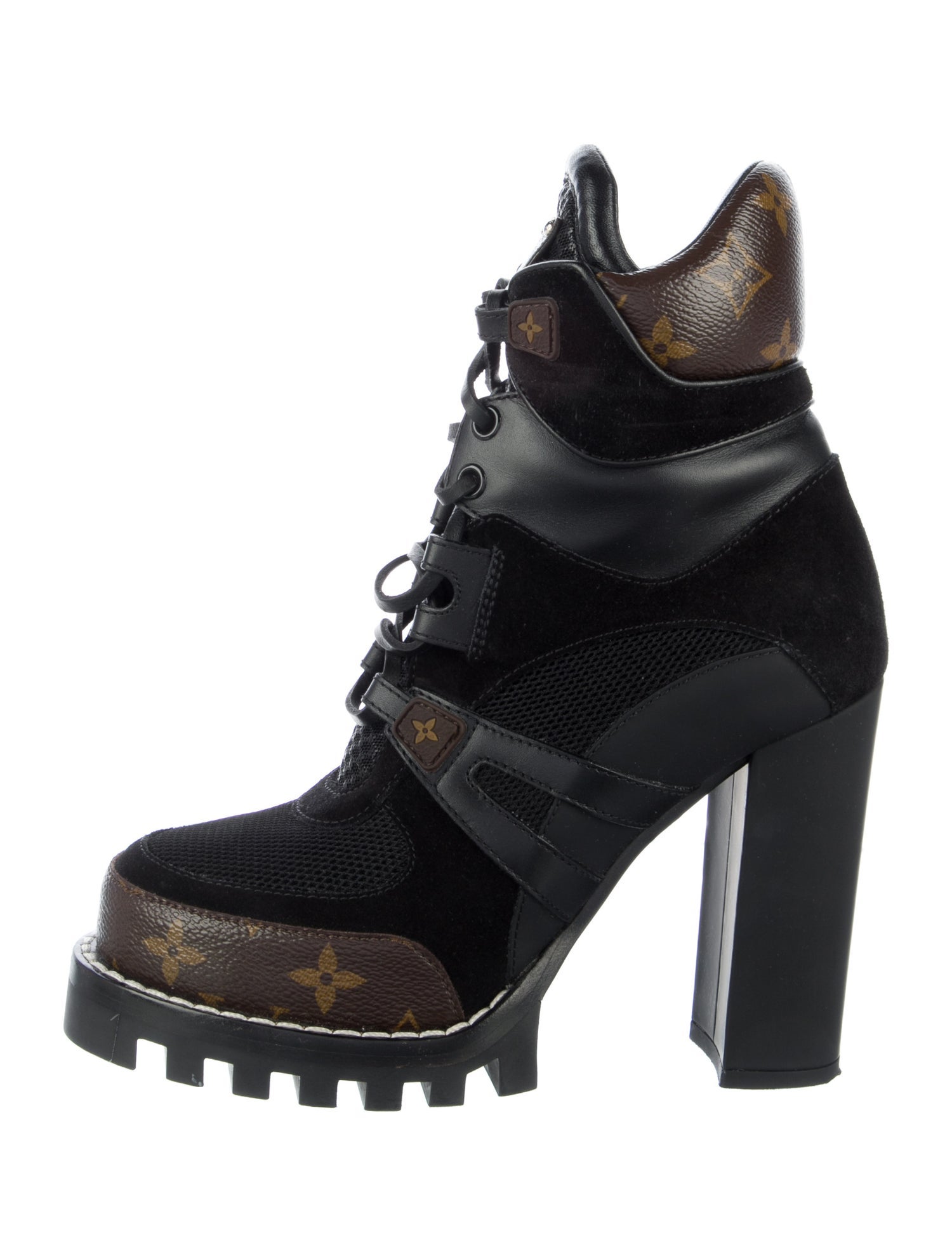Louis Vuitton LV Monogram Leather Lace-Up Boots