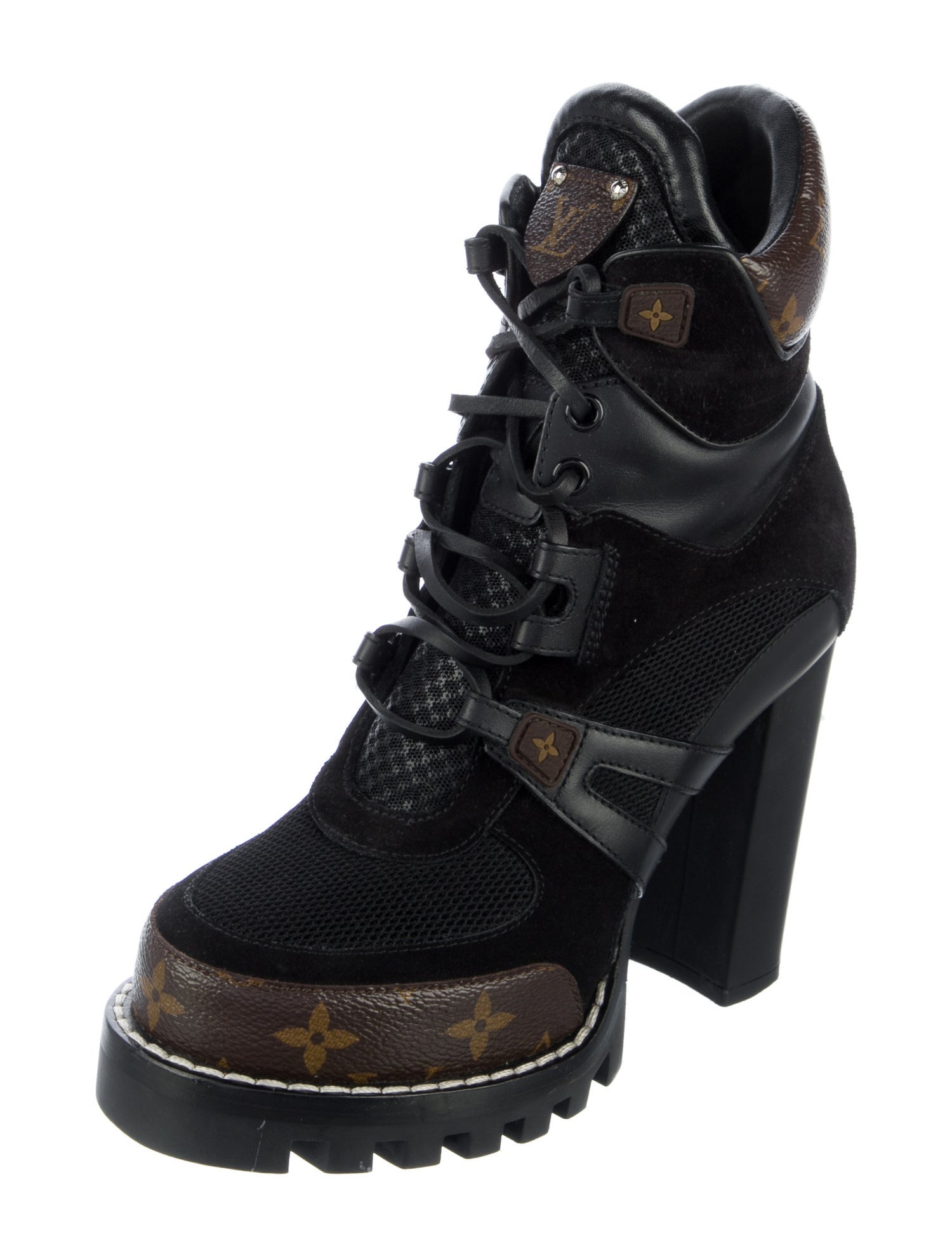 Louis Vuitton LV Monogram Leather Lace-Up Boots