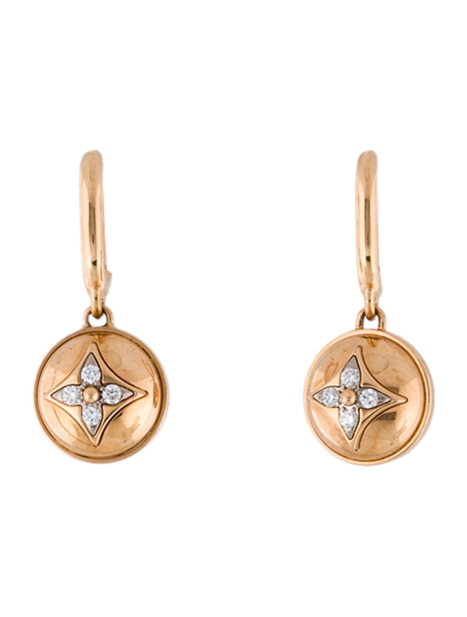 Louis Vuitton 18K Diamond B Blossom Drop Earrings